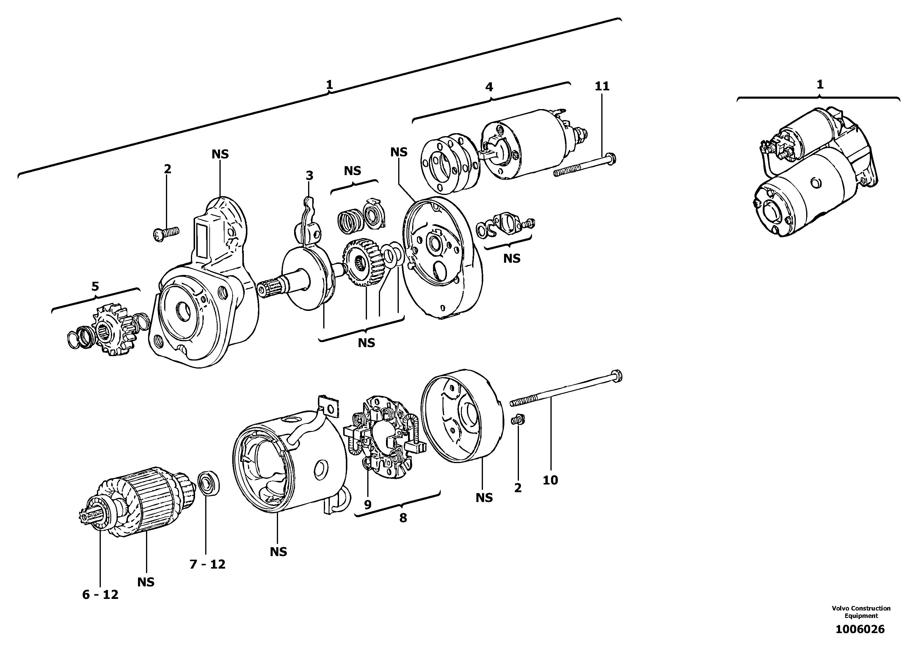 Starter motor  12V - 1,6KW — volvo parts diagram