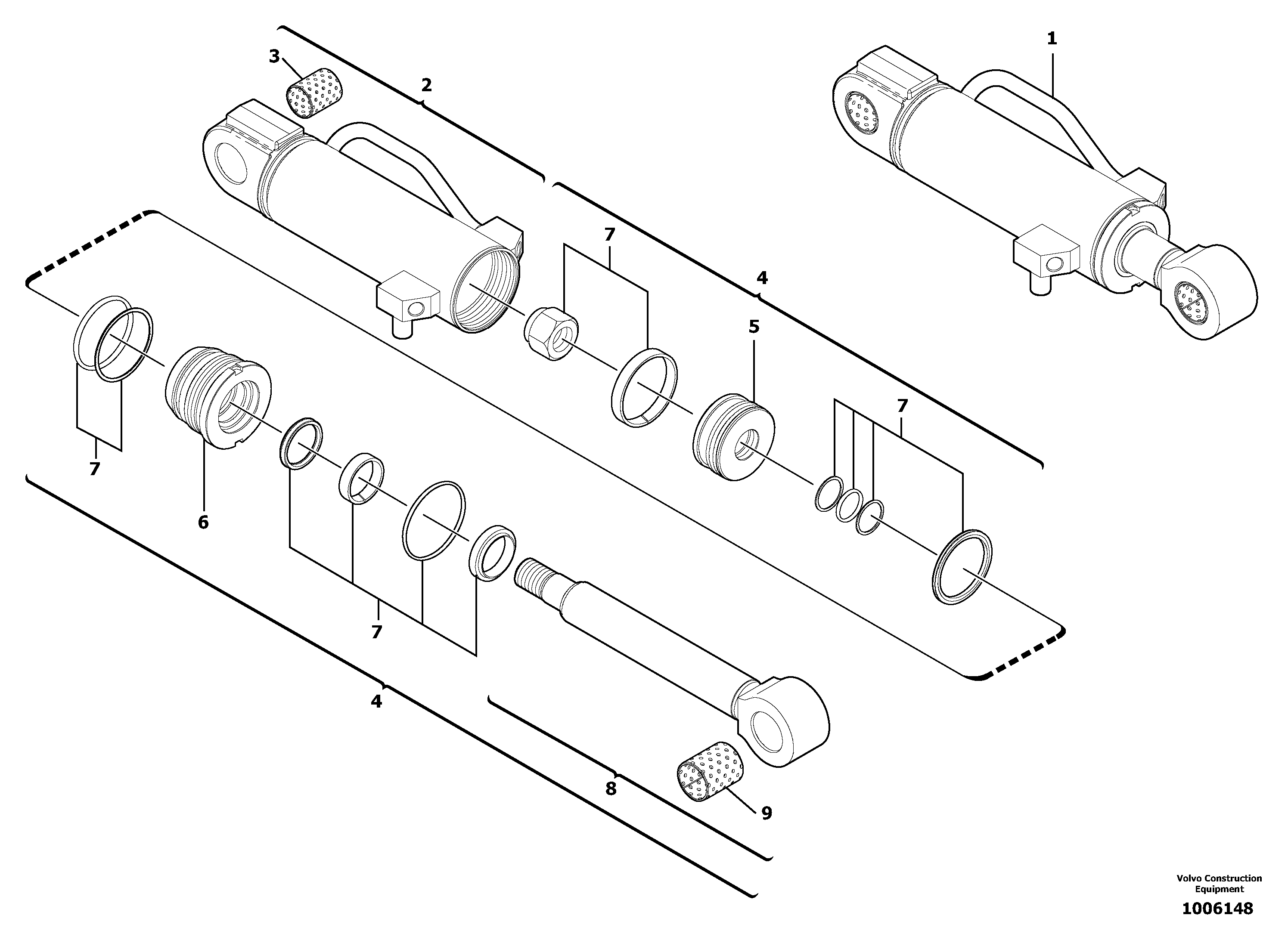 Dozer blade cylinder — volvo parts diagram