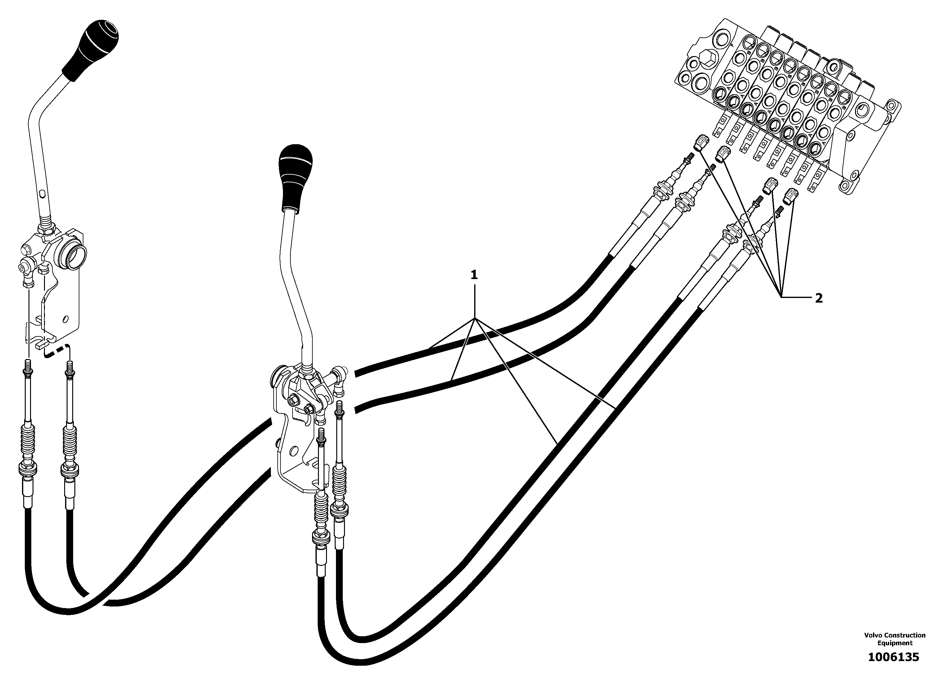 Control levers : boom/dipper arm/ bucket/ slewing — volvo parts diagram