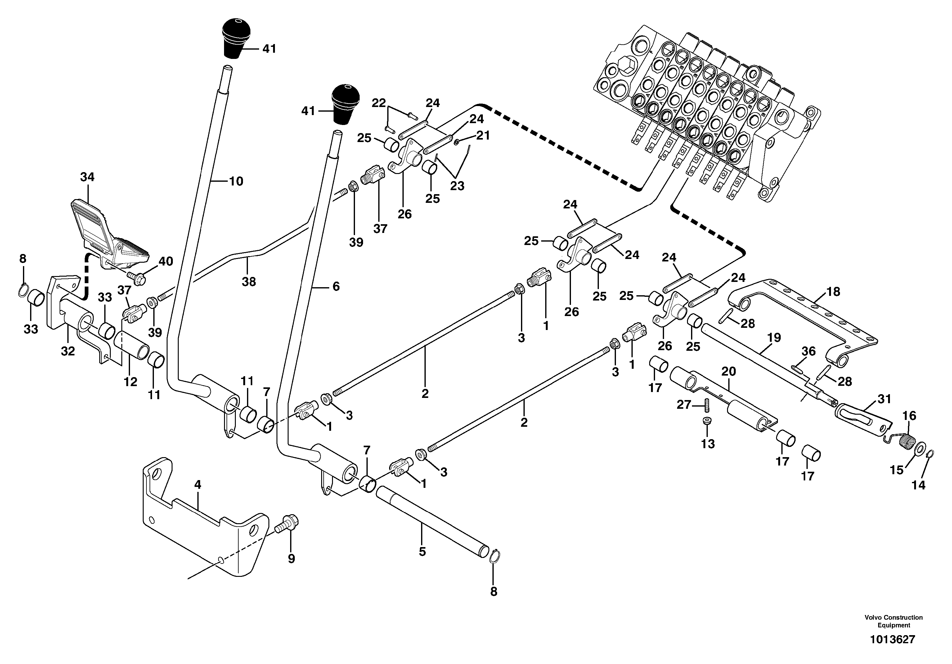 Control levers : travelling / accessories — volvo parts diagram