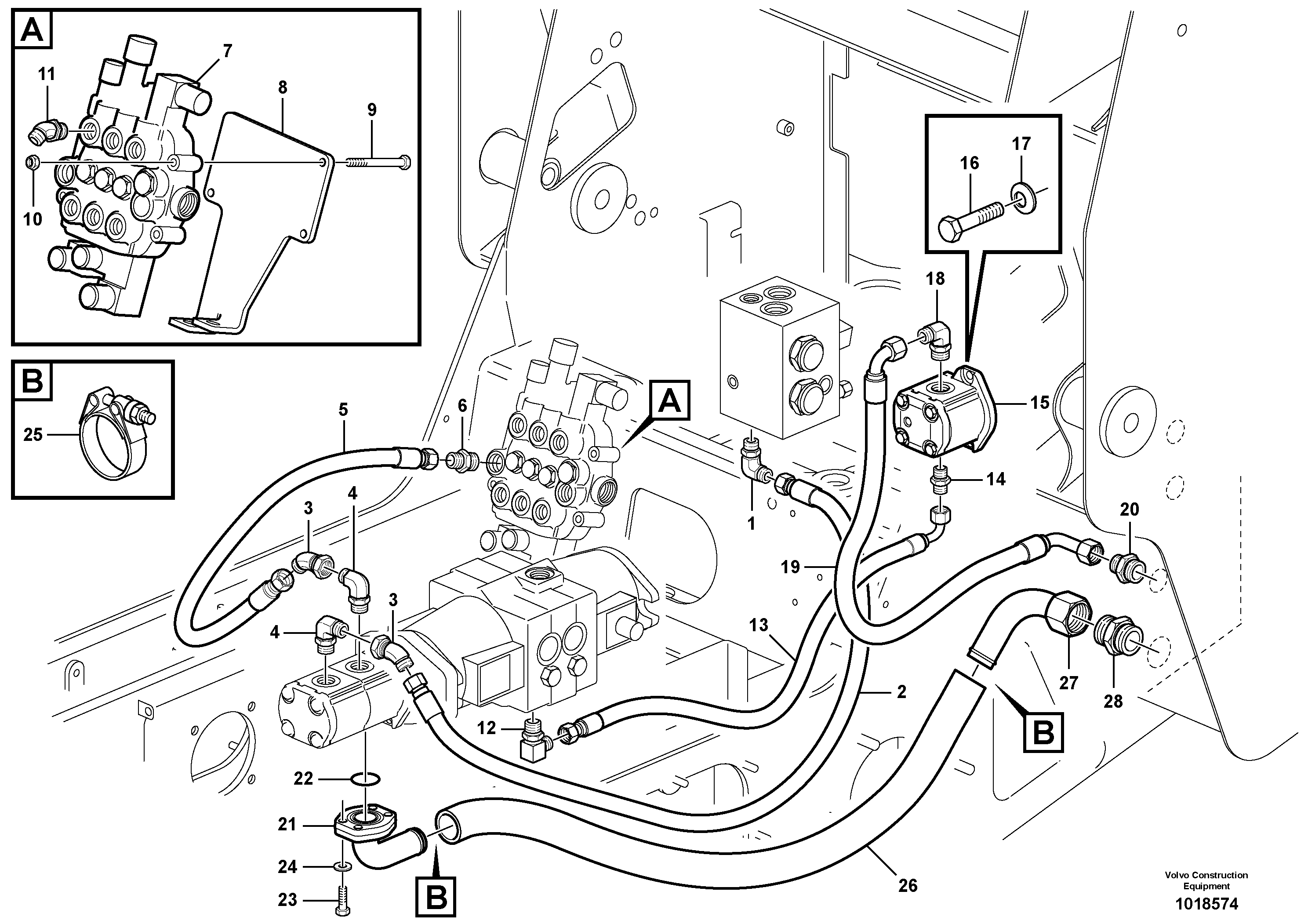 Supply hydraulic circuit  11840227, 11840228 — volvo parts diagram