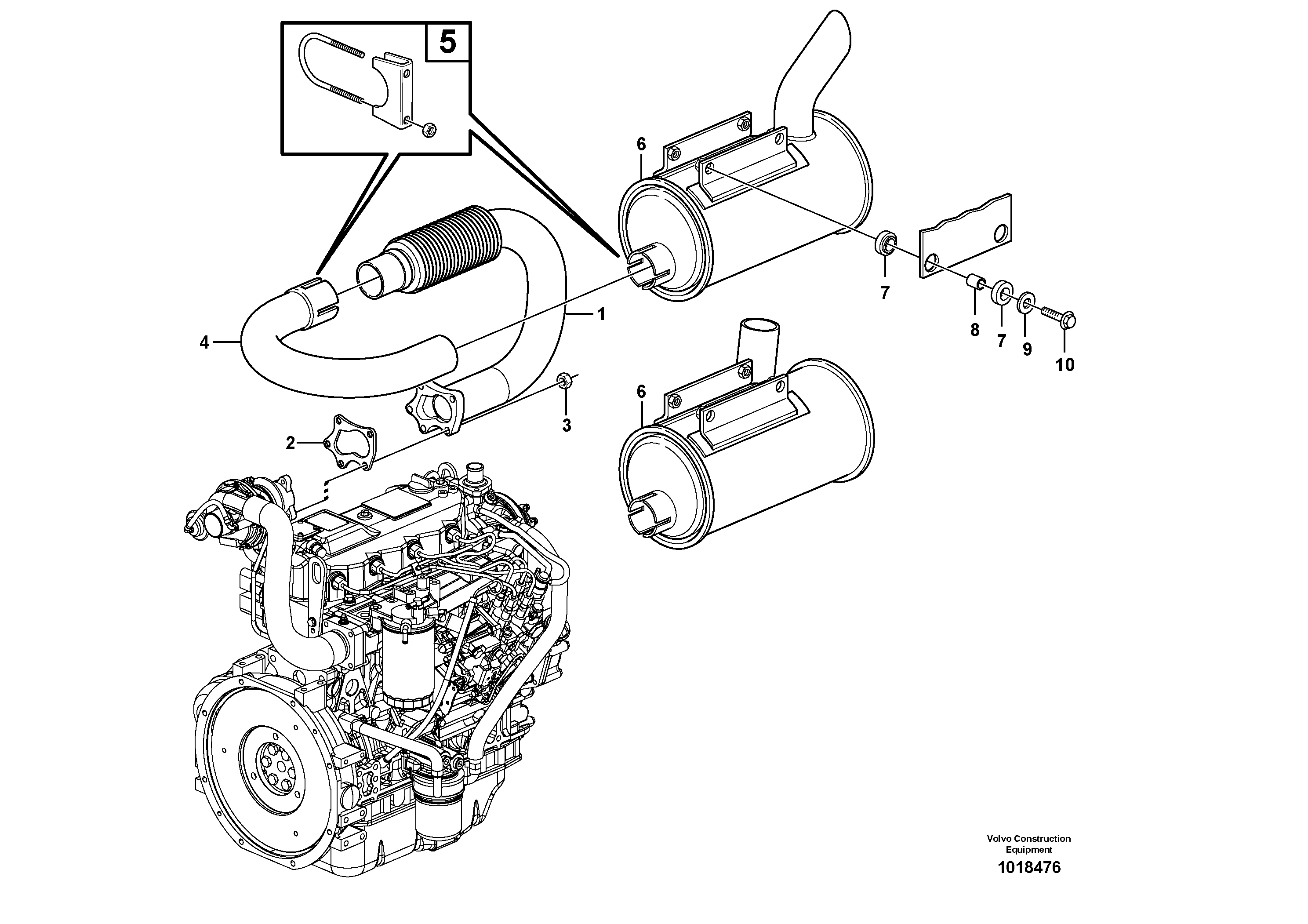 Exhaust system — volvo parts diagram