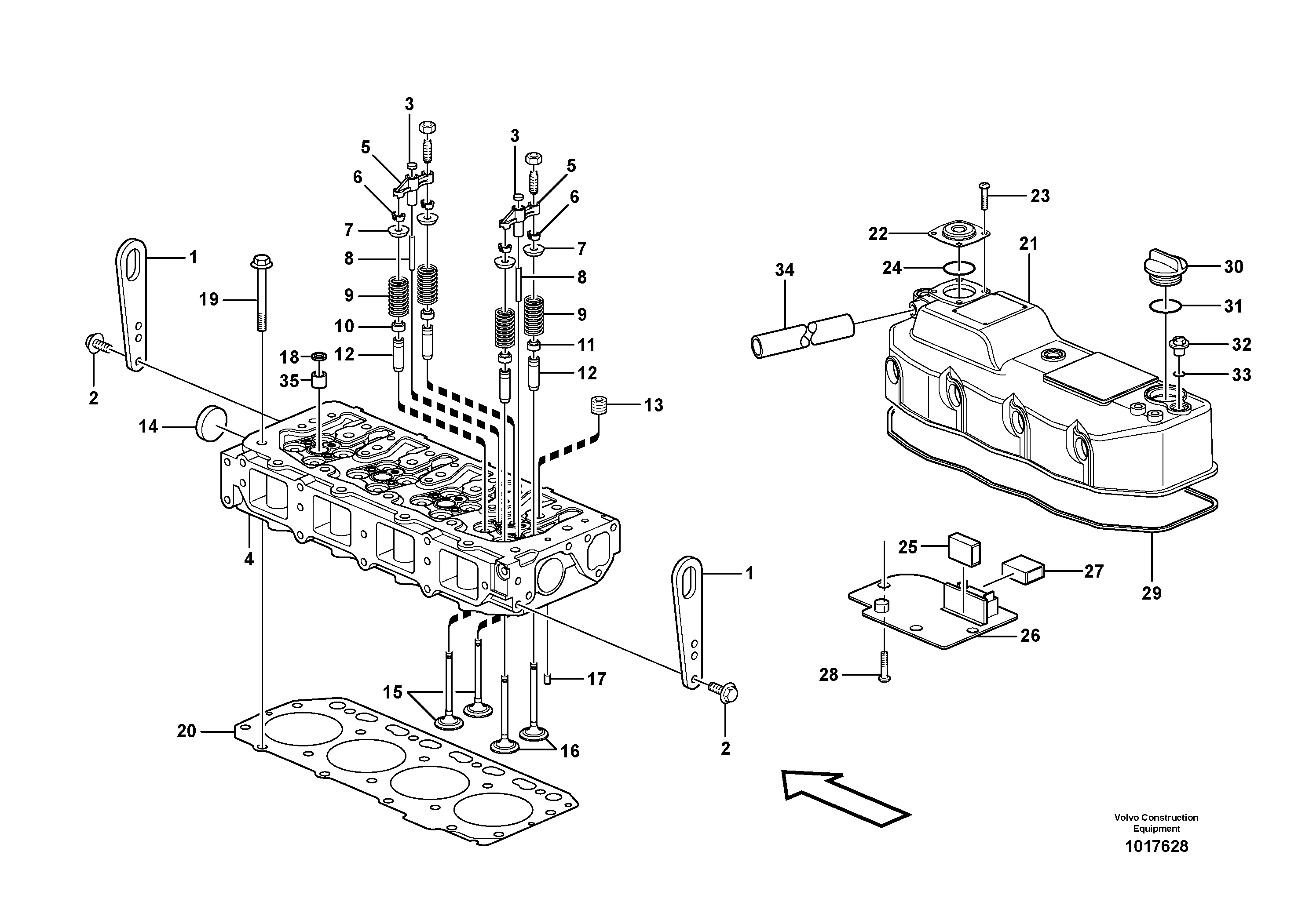 Cylinder head — volvo parts diagram