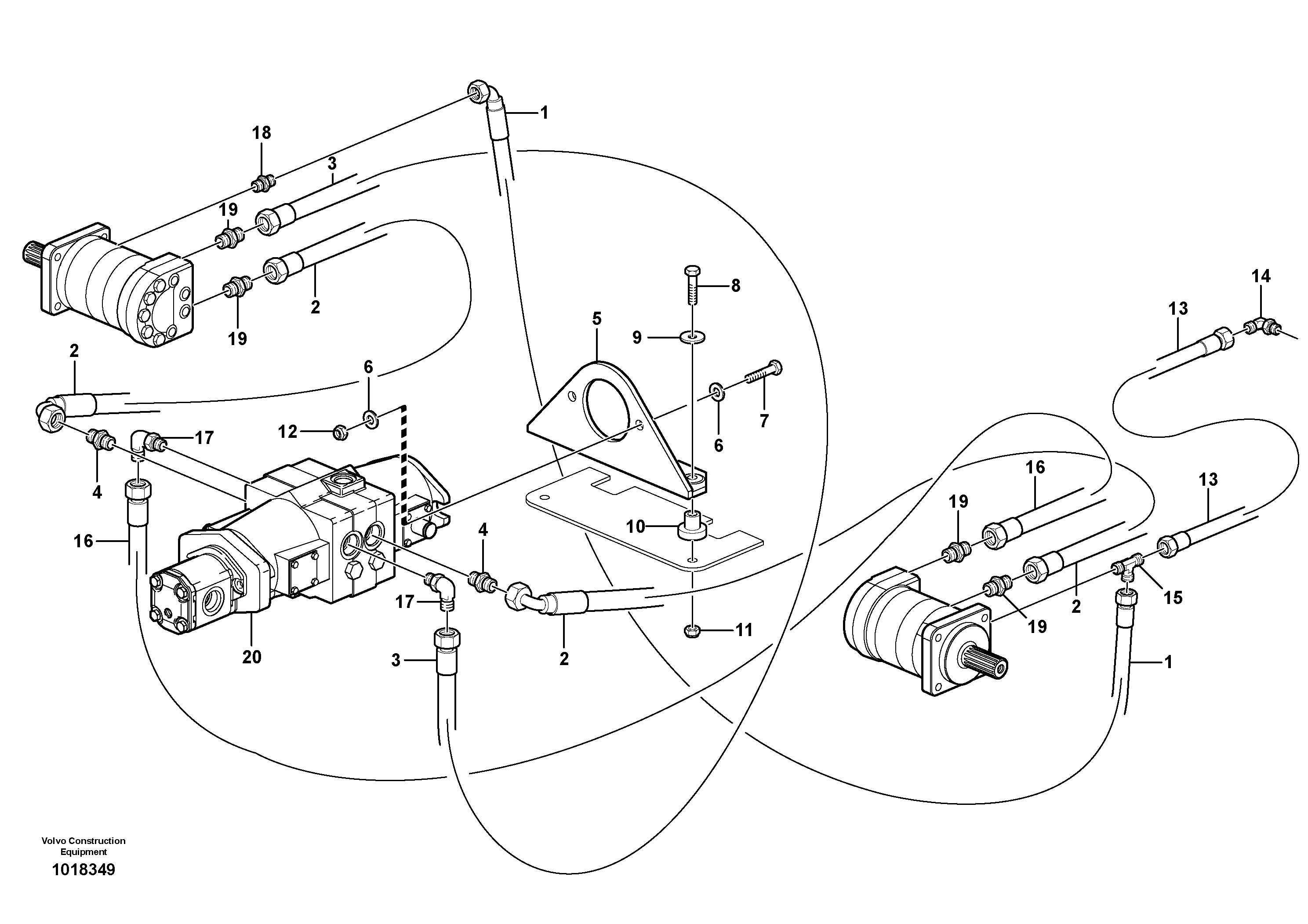 Hydraulic system Transport 11840227, 11840228, 11840250, 11840251 — volvo parts diagram