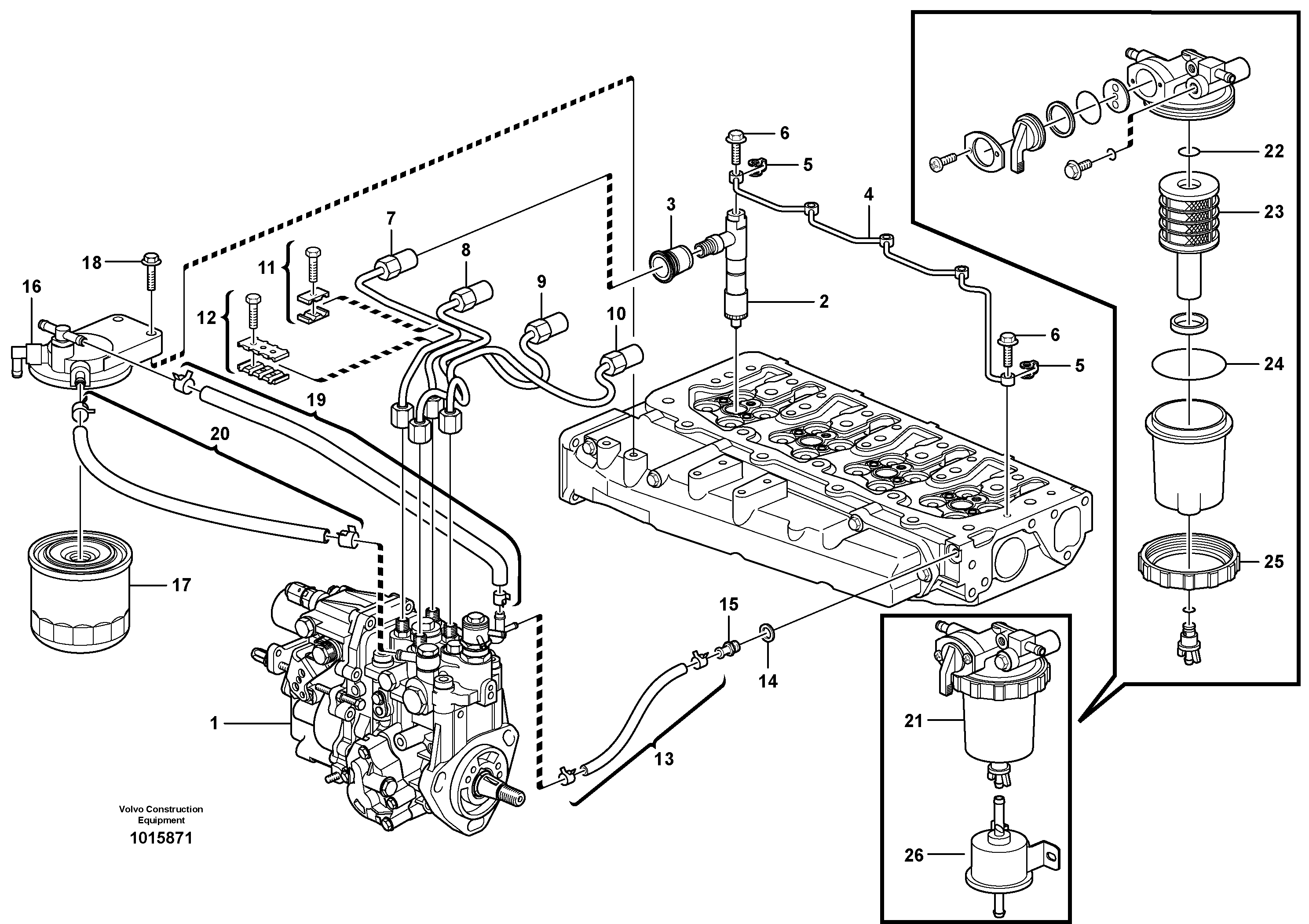 Fuel lines and injectors — volvo parts diagram