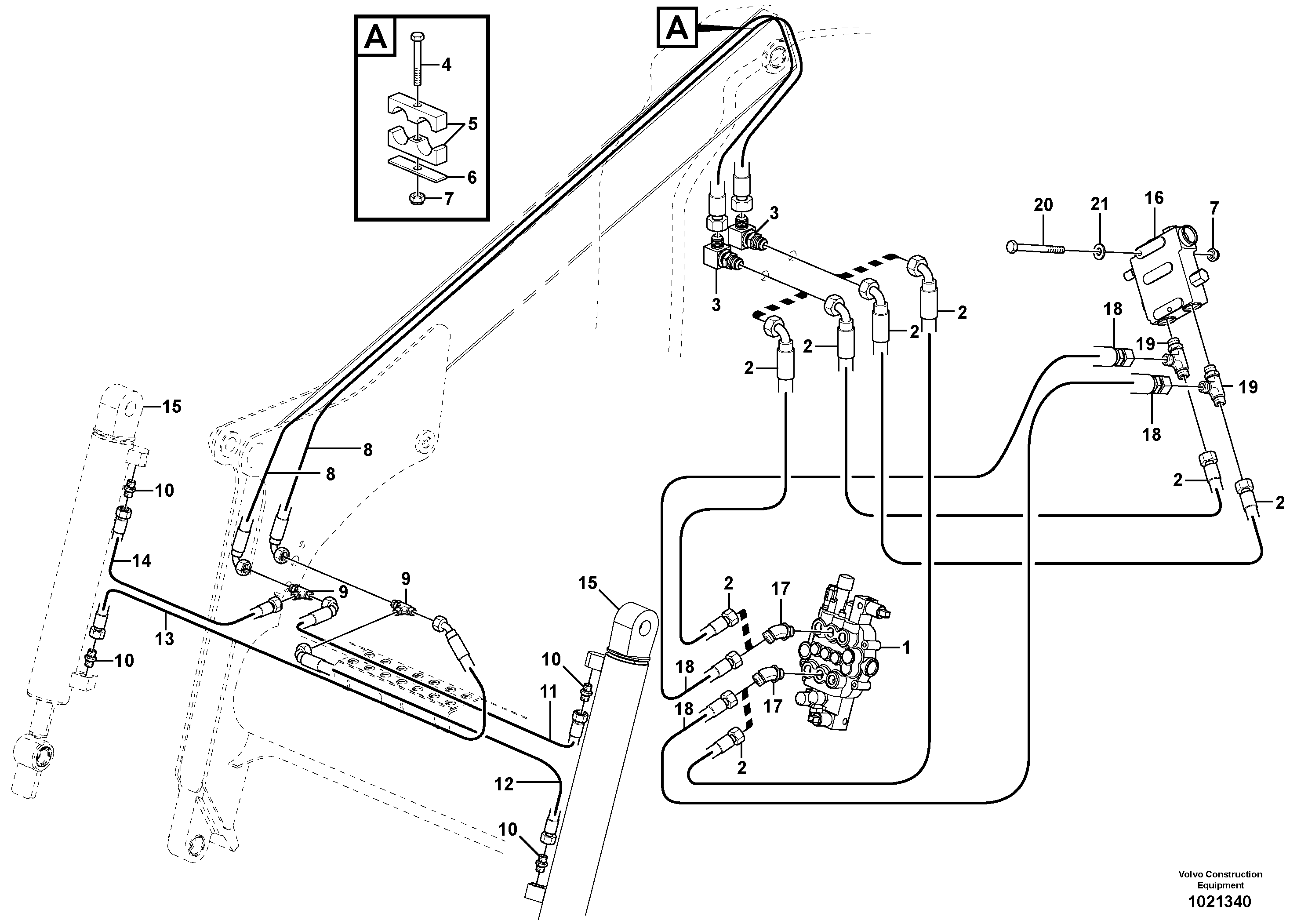 Attachment tilt hydraulic circuit — volvo parts diagram