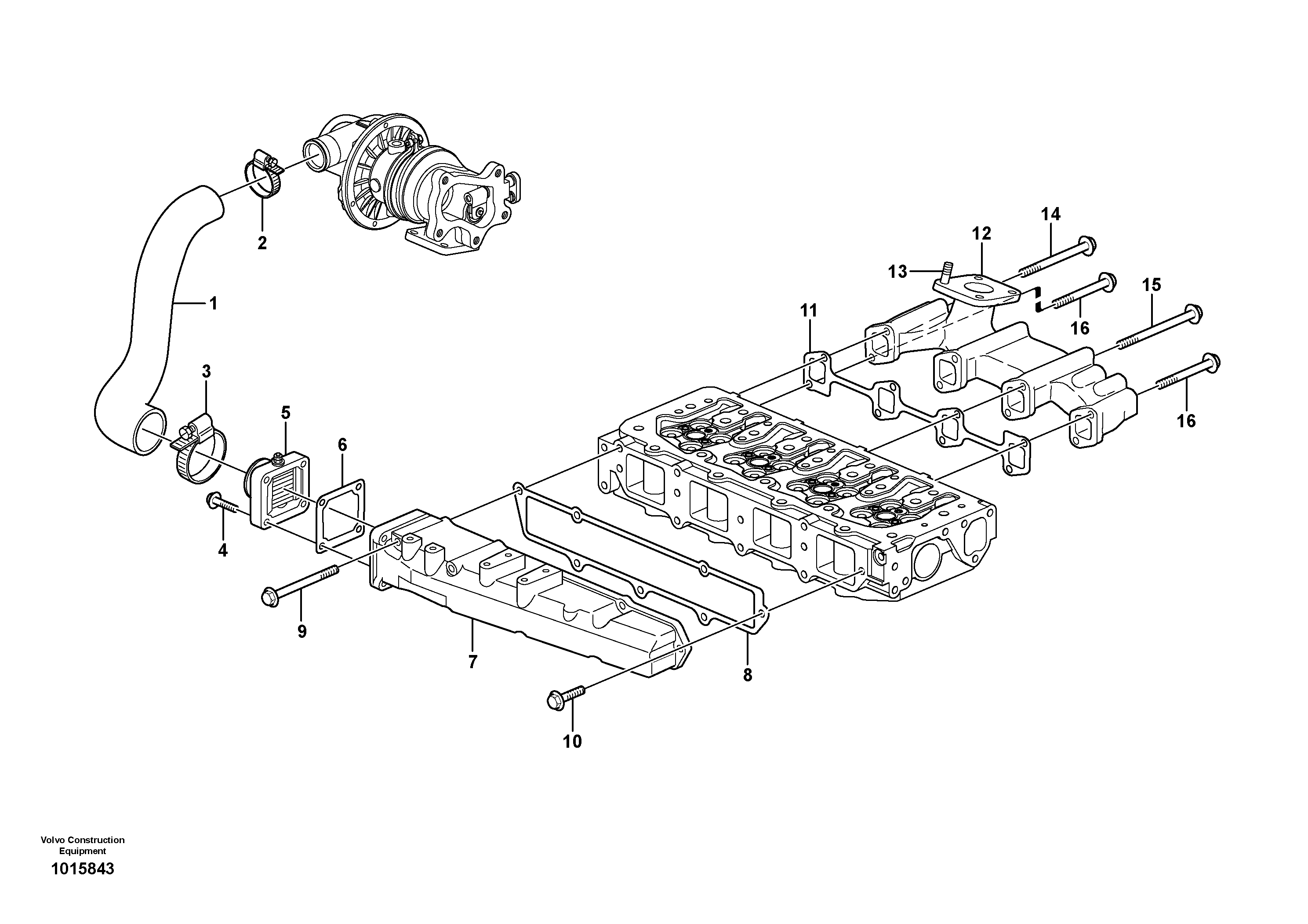 Inlet manifold and exhaust manifold — volvo parts diagram