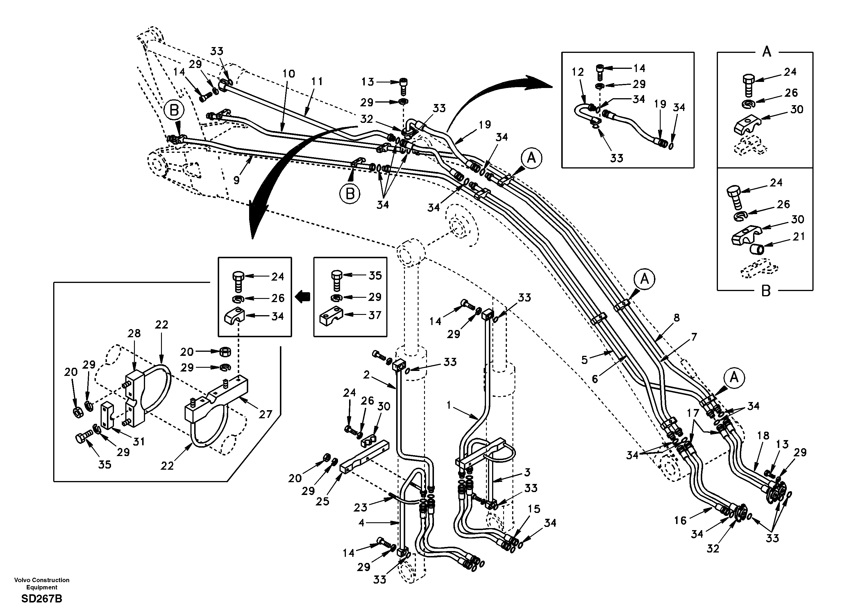Working hydraulic, boom  DG21B001 STD (EXCL EUROPE),DG21D002 STD (EXCL EUROPE) — volvo parts diagram