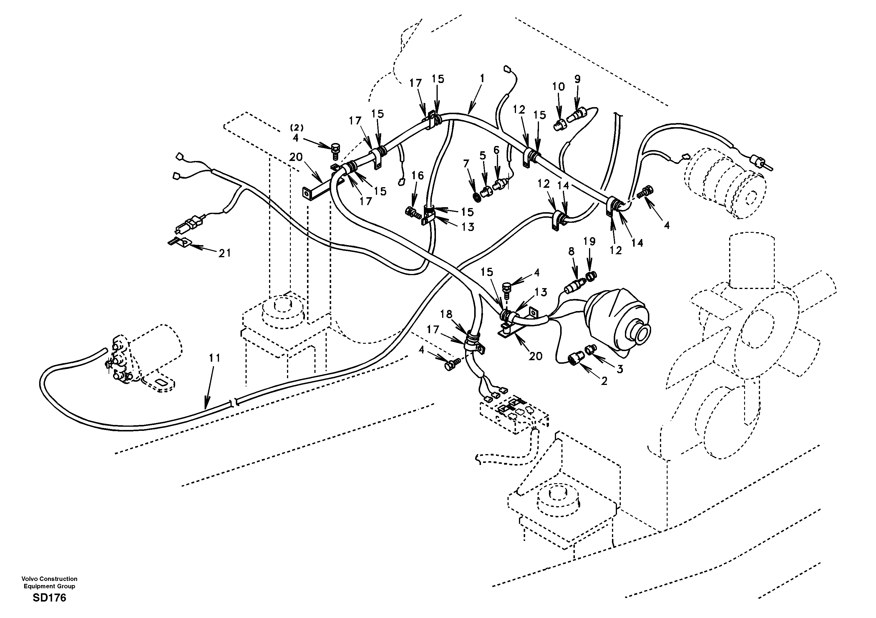 Cable harness, engine DG04B002 USA/EUROPE/E.ASIA/KOREA,STD — volvo parts diagram
