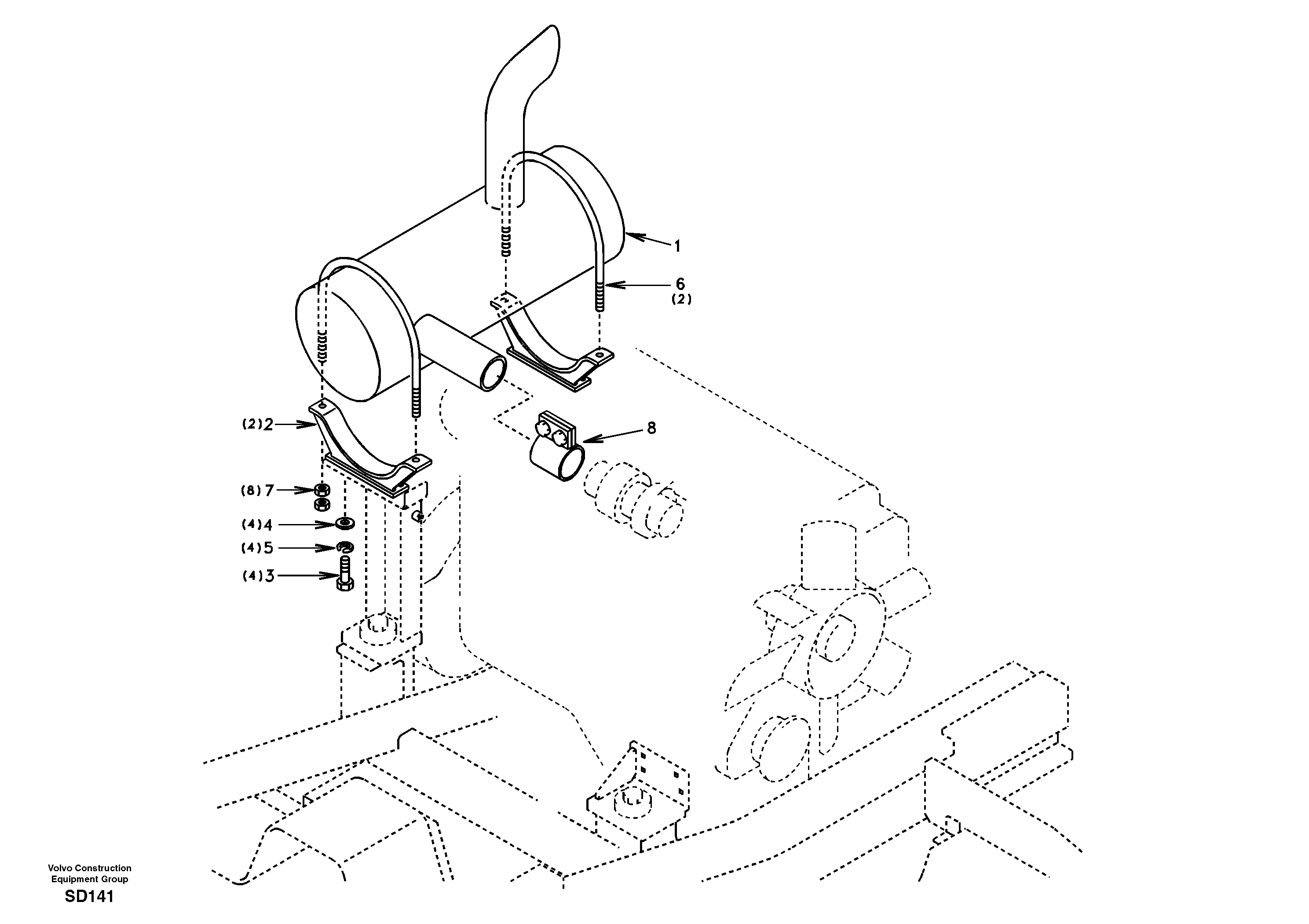 Exhaust system — volvo parts diagram