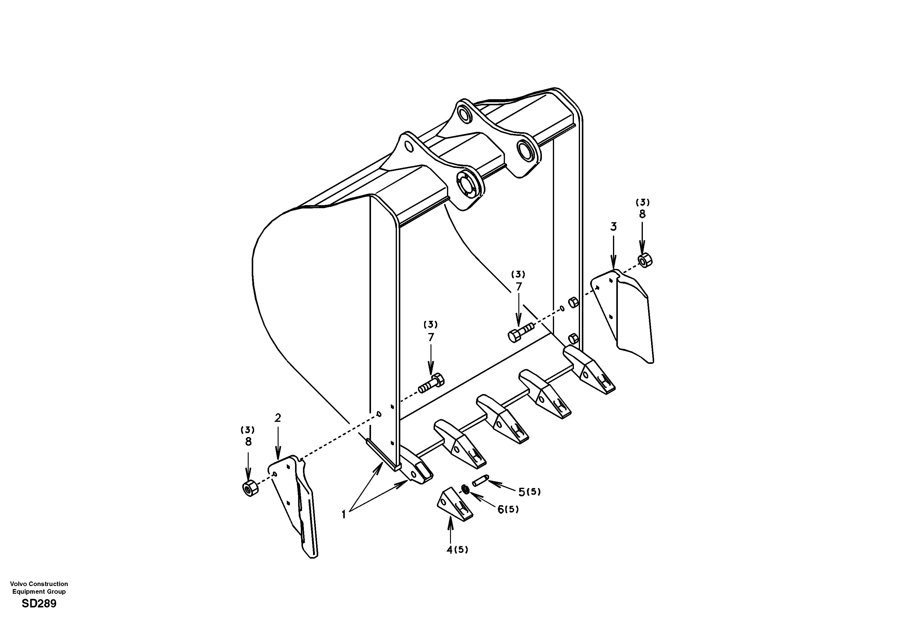Buckets for super long boom  DG52A019 AUS/E.ASIA/KOREA,STD  DG52A020 S.AMERICA,STD — volvo parts diagram
