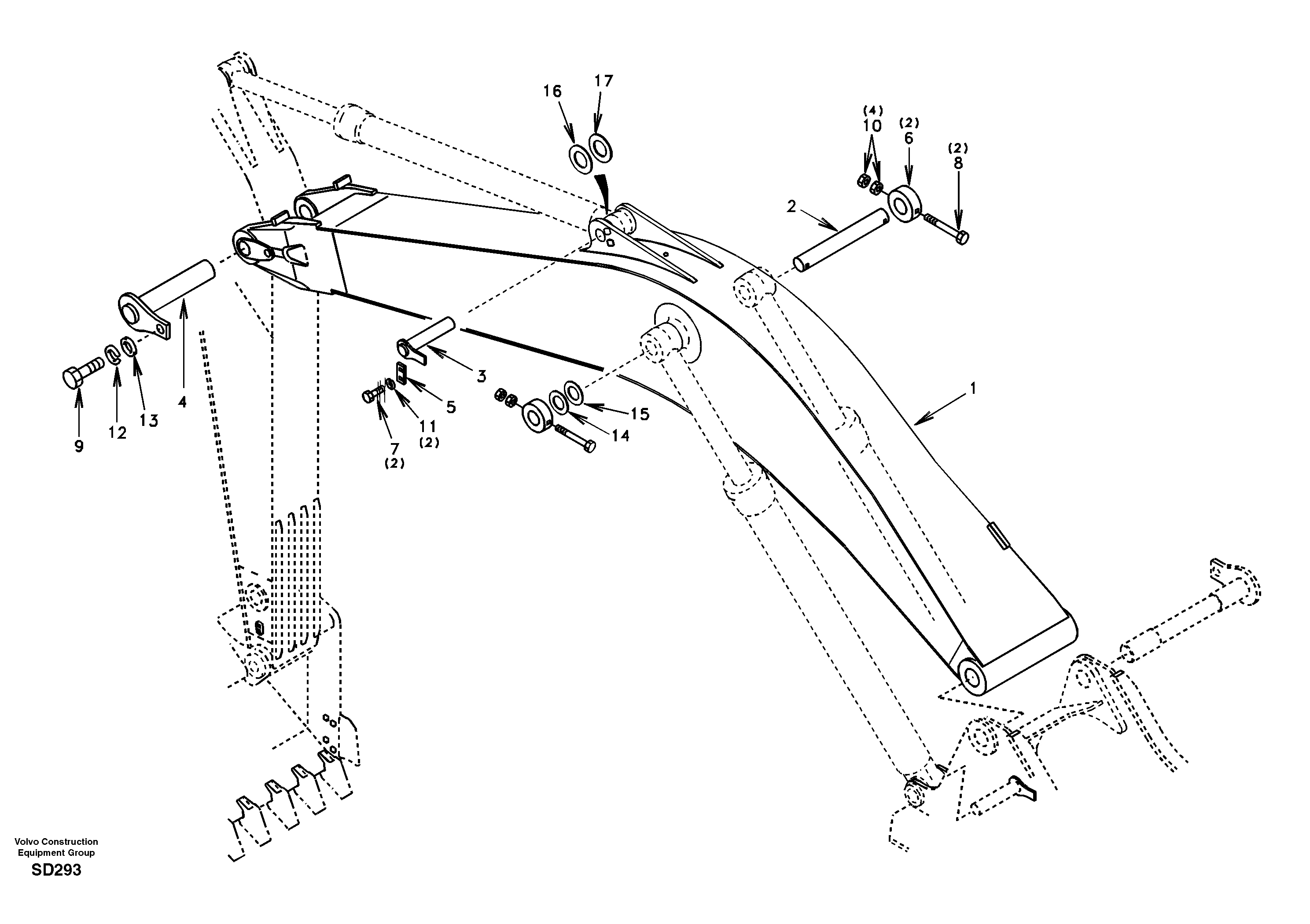 Links to boom, mono  DG17A002 KOREA,OPT — volvo parts diagram