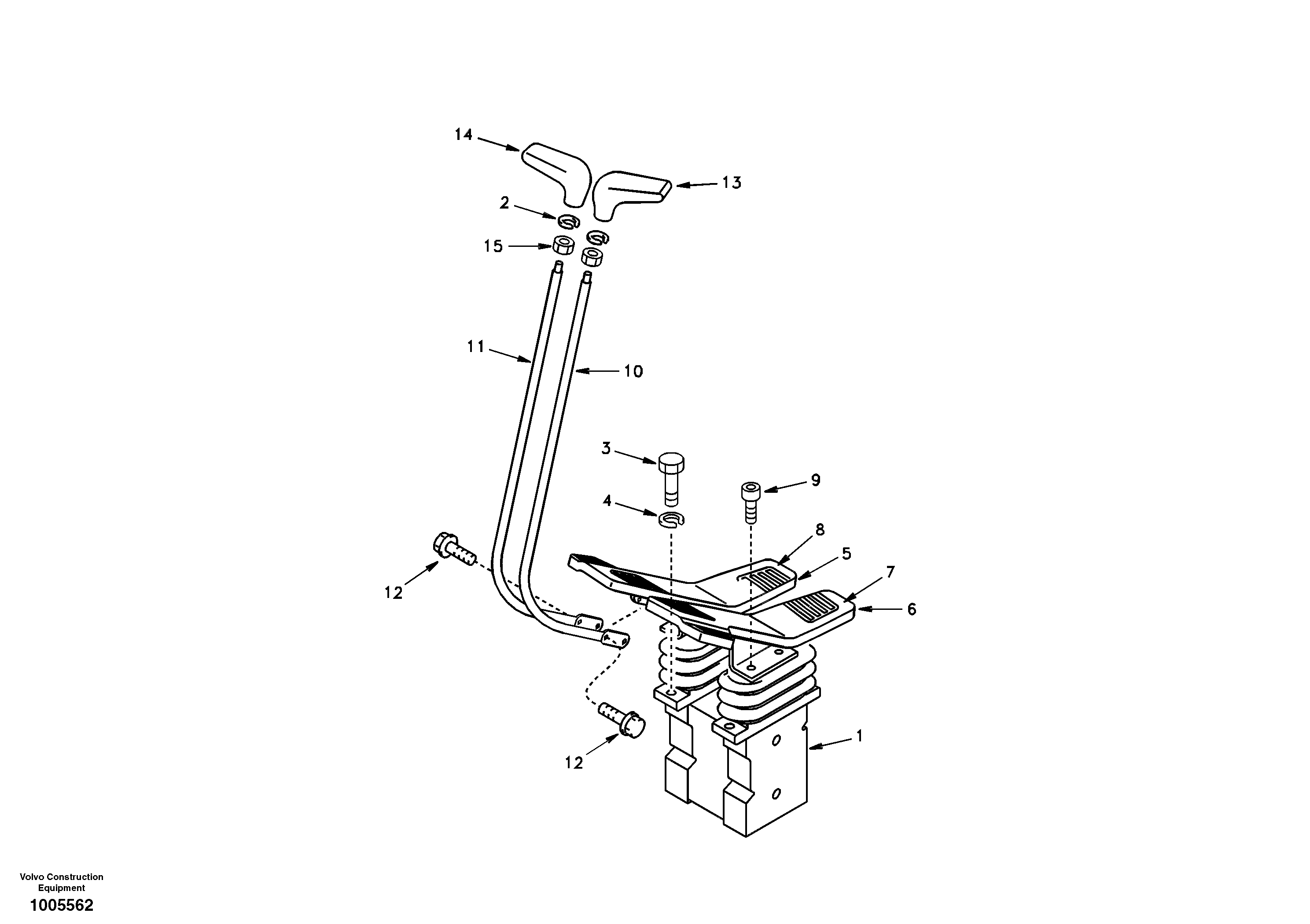 Remote control valve pedal with fitting parts — volvo parts diagram