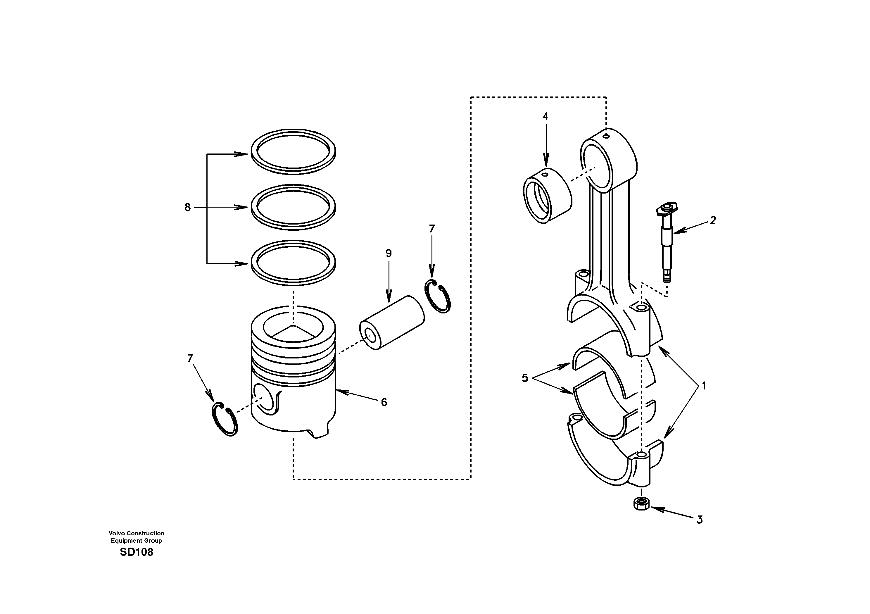 Connecting rod and piston — volvo parts diagram