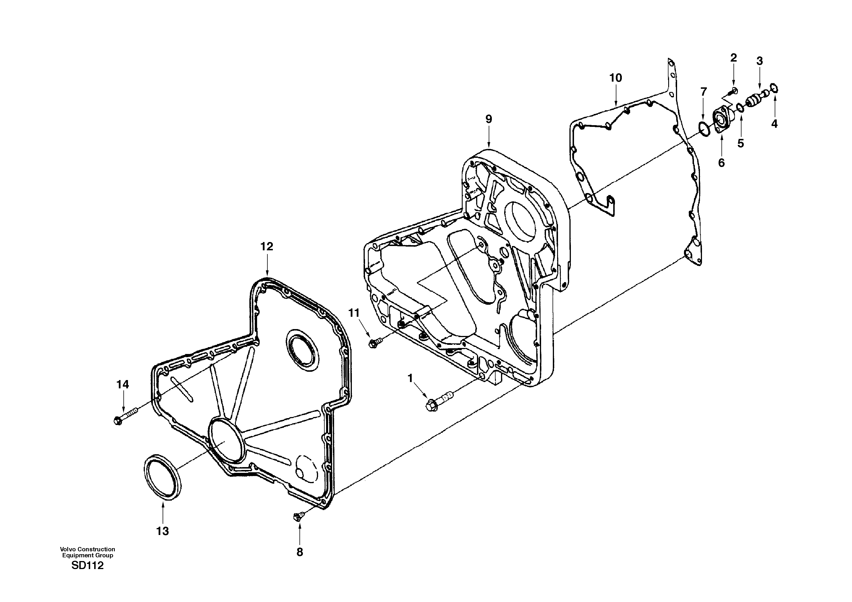Timing gear casing — volvo parts diagram