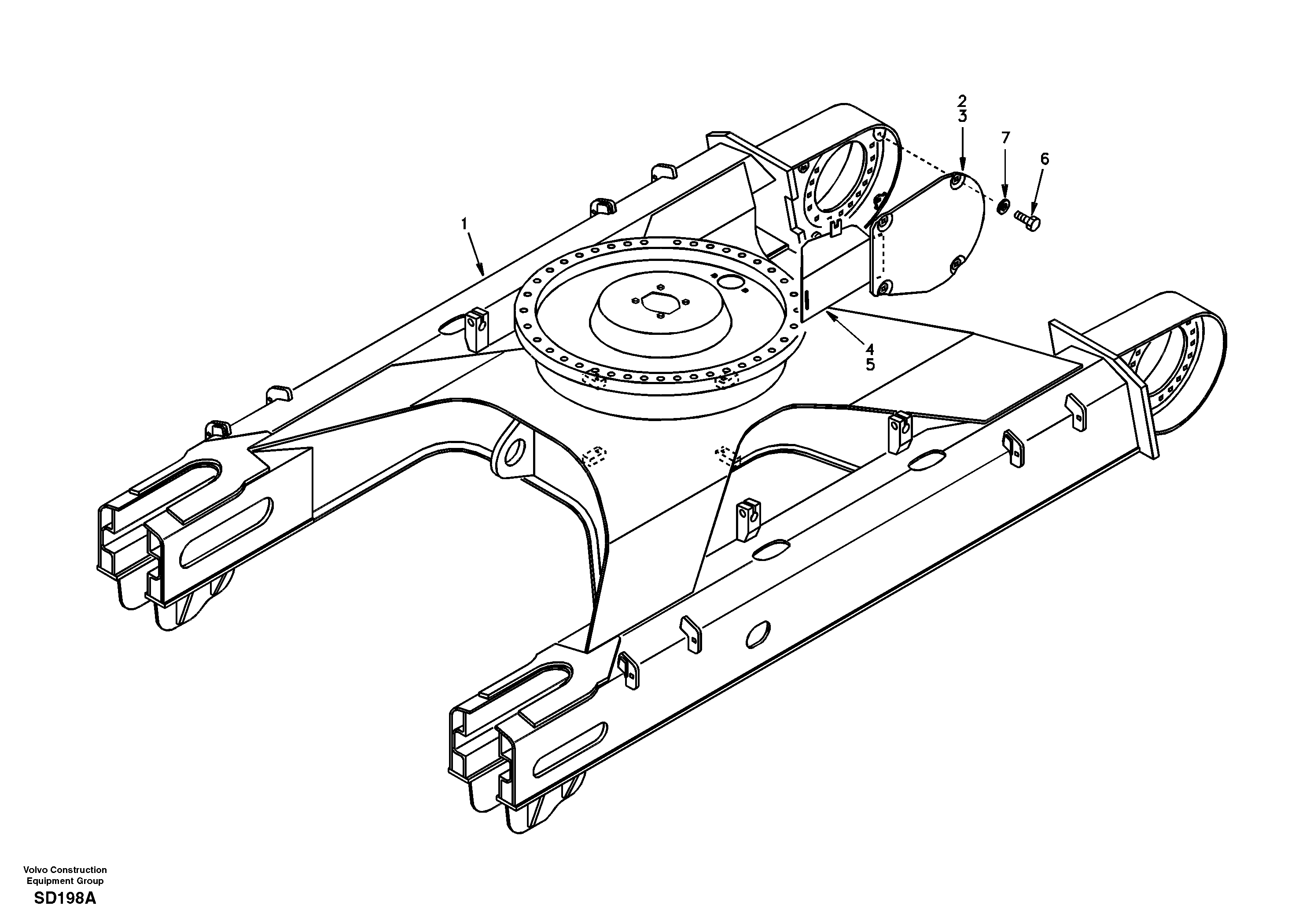 Undercarriage frame  DG16E003 LC,DG16E004 L.REACH,DG16E005~6 NLC FOR EUROPE — volvo parts diagram