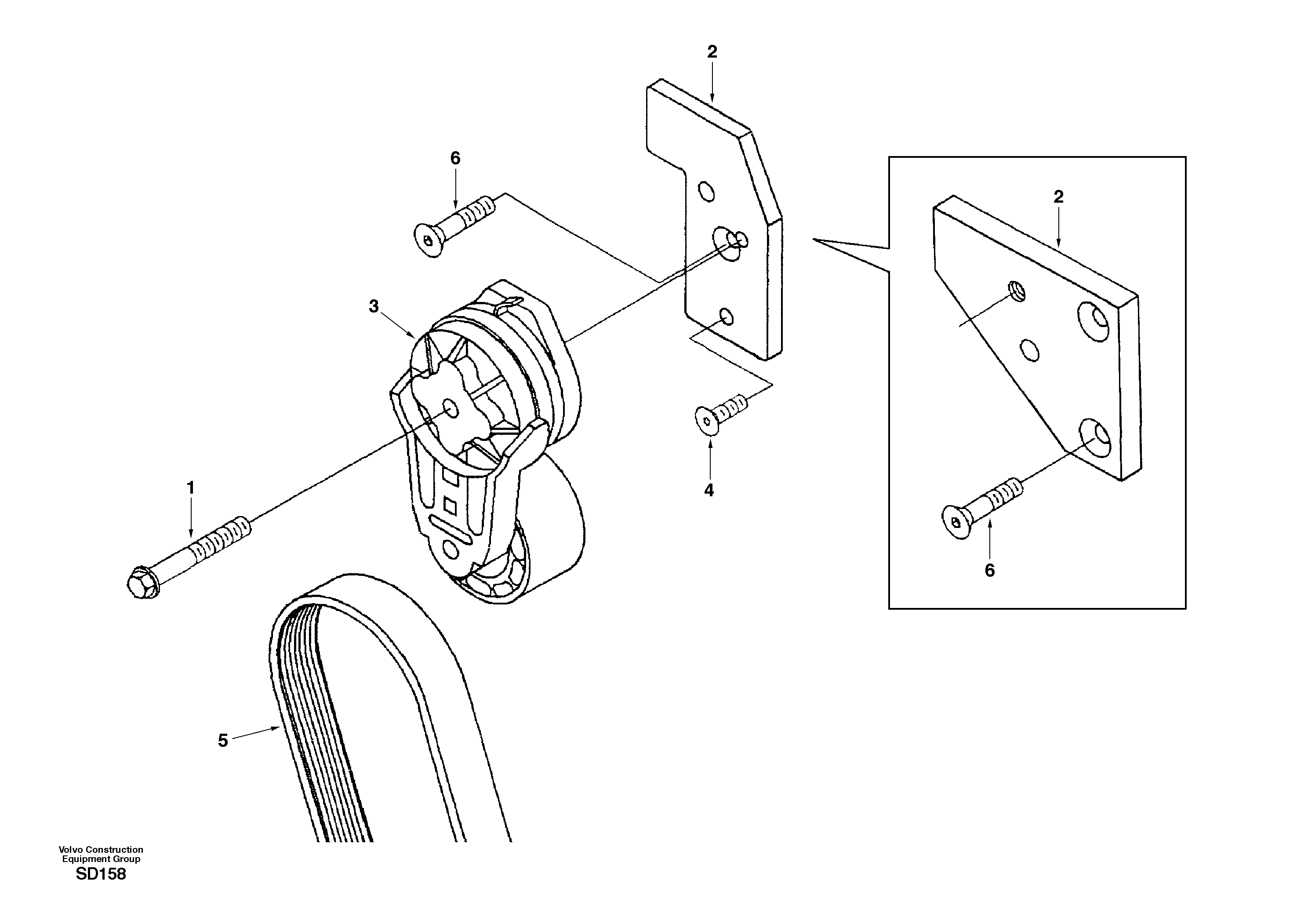 Automatic belt tensioner with fitting parts — volvo parts diagram