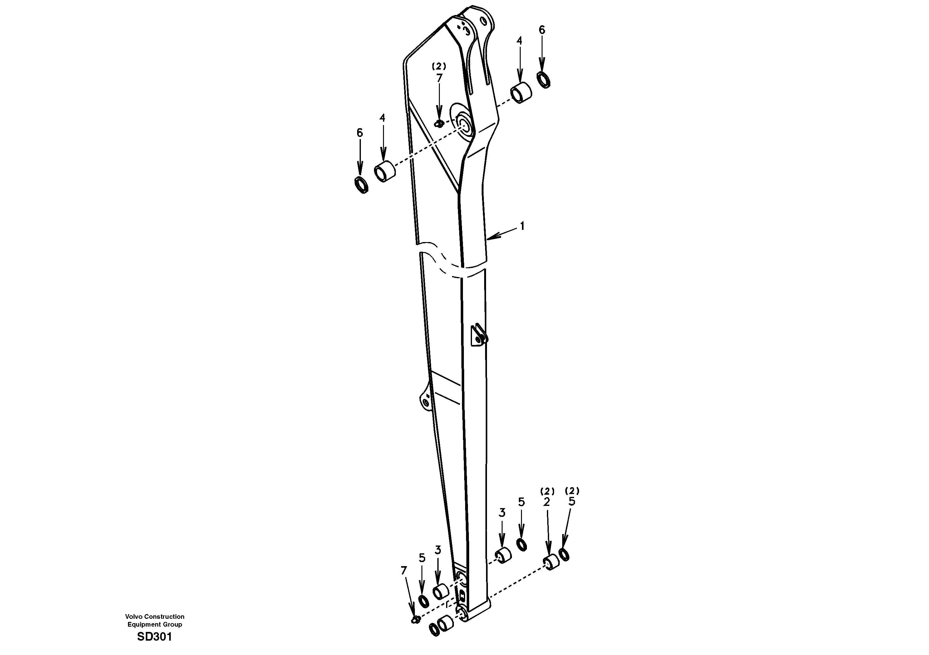 Dipper arm, super long  STD FOR LONG REACH EQUIPMENT — volvo parts diagram