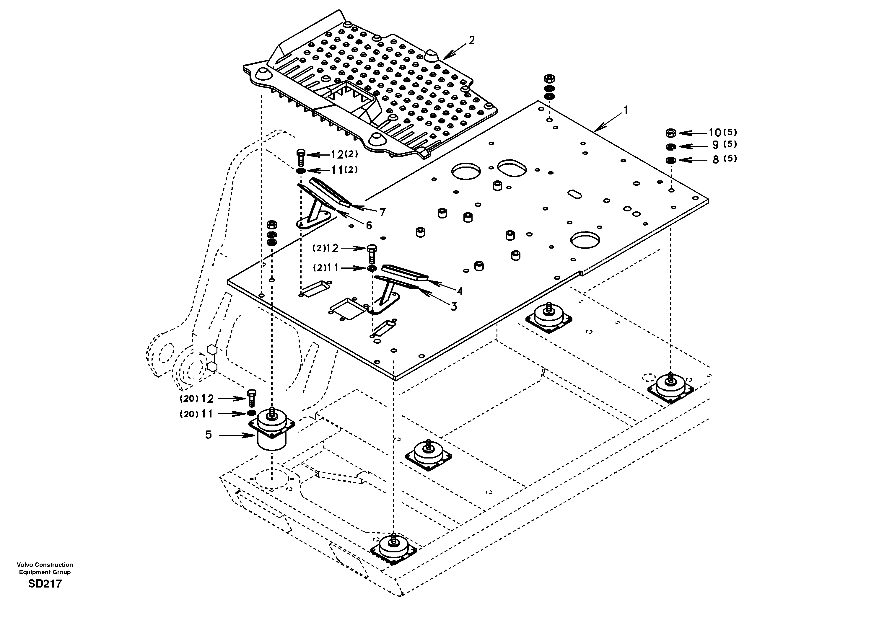 Cabin floor — volvo parts diagram