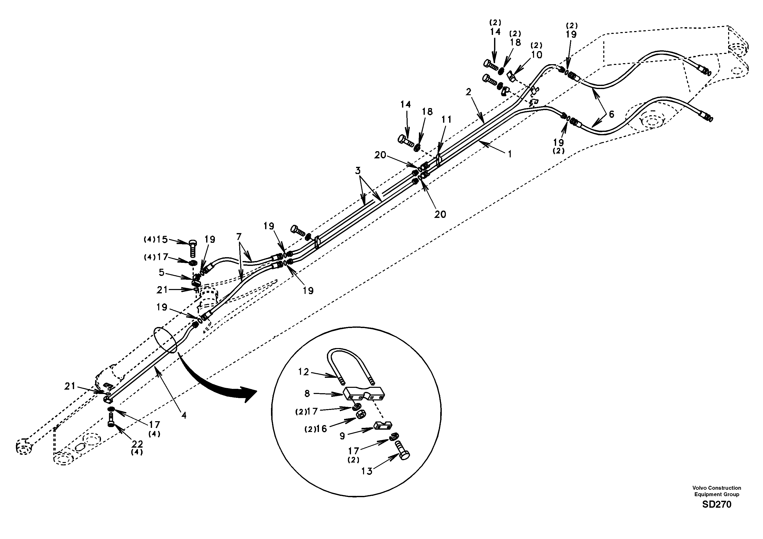 Working hydraulic, long dipper arm  STD FOR LONG REACH — volvo parts diagram