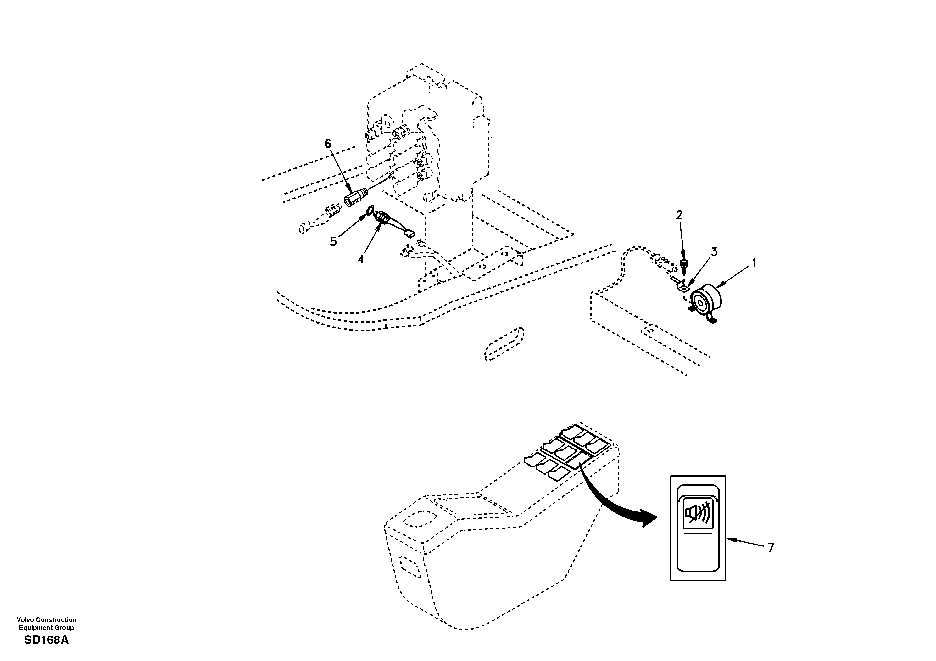 Back-up warning unit DG05B001 AMERICA,STD — volvo parts diagram