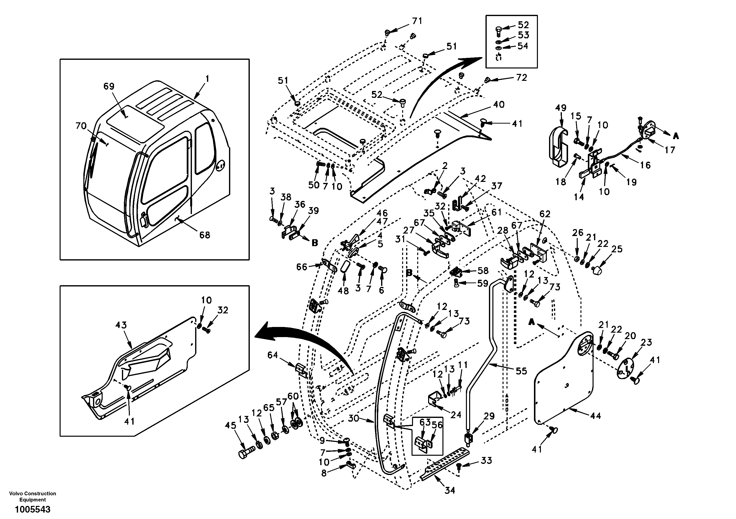Operator's cab DG08A001 STD (EXCL USA) — volvo parts diagram