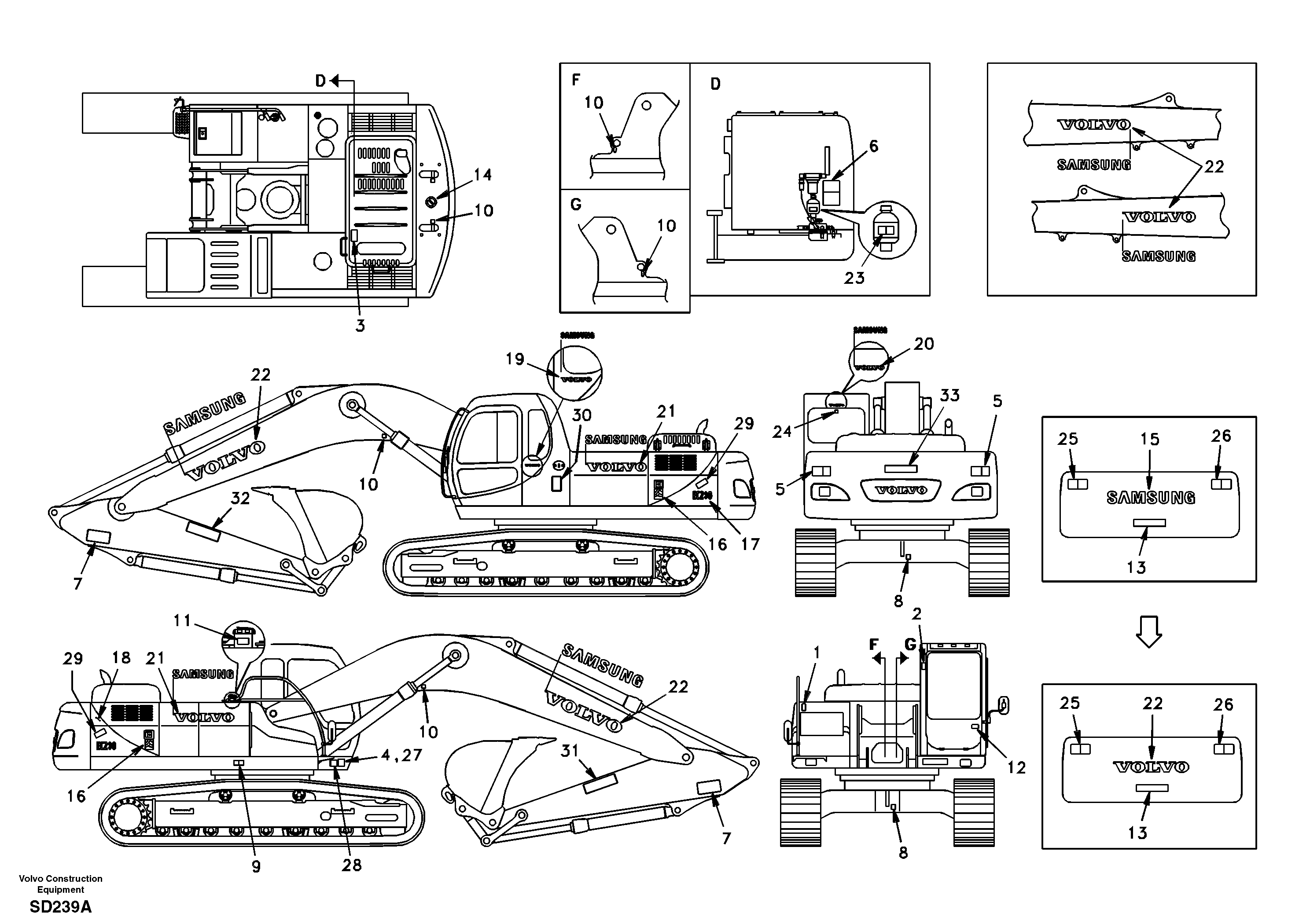 Decal, outer location DG03A004 INT,STD (EXCL KOREA/USA/EUROPE) — volvo parts diagram