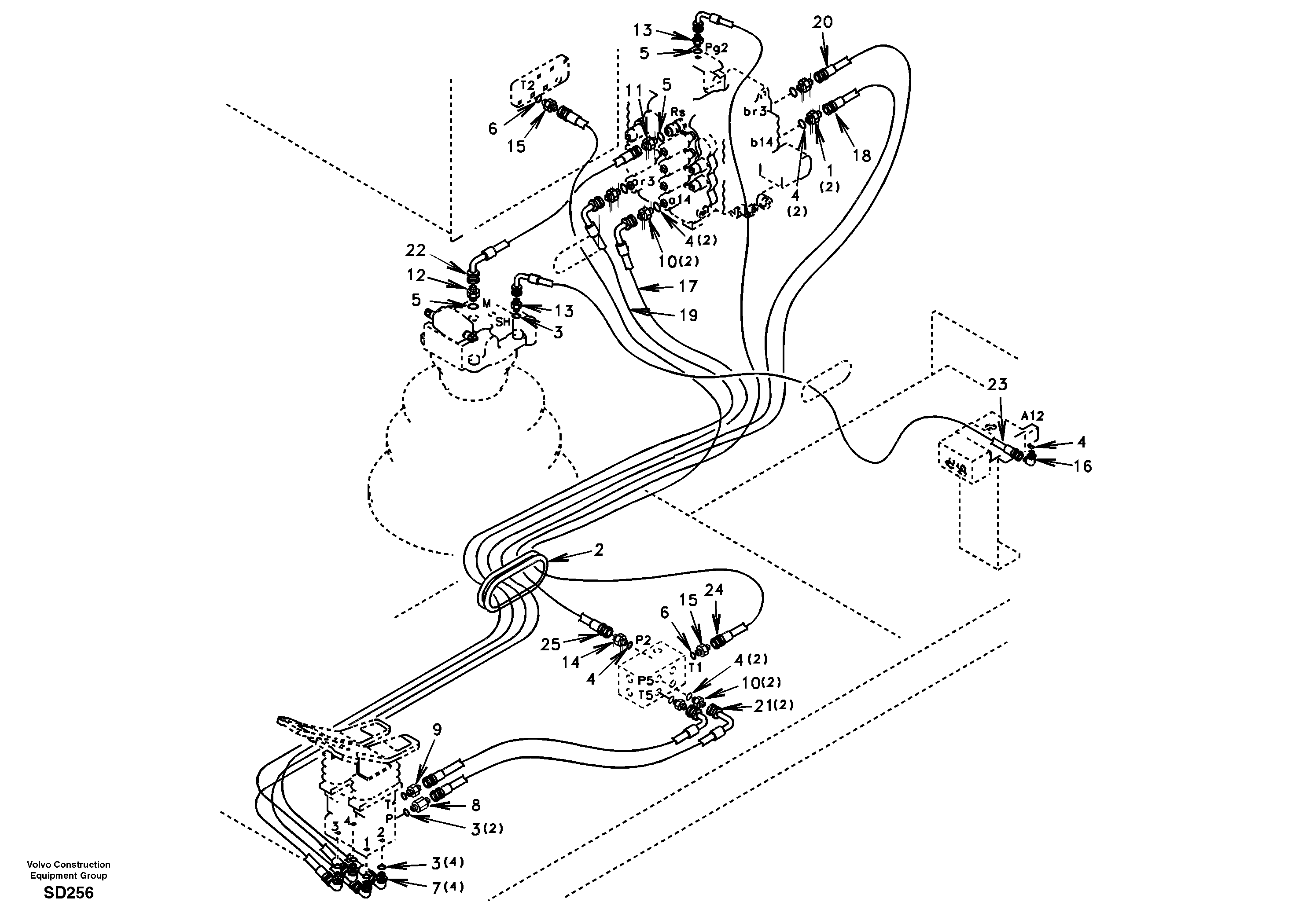 Servo system, control valve to remote control valve pedal — volvo parts diagram