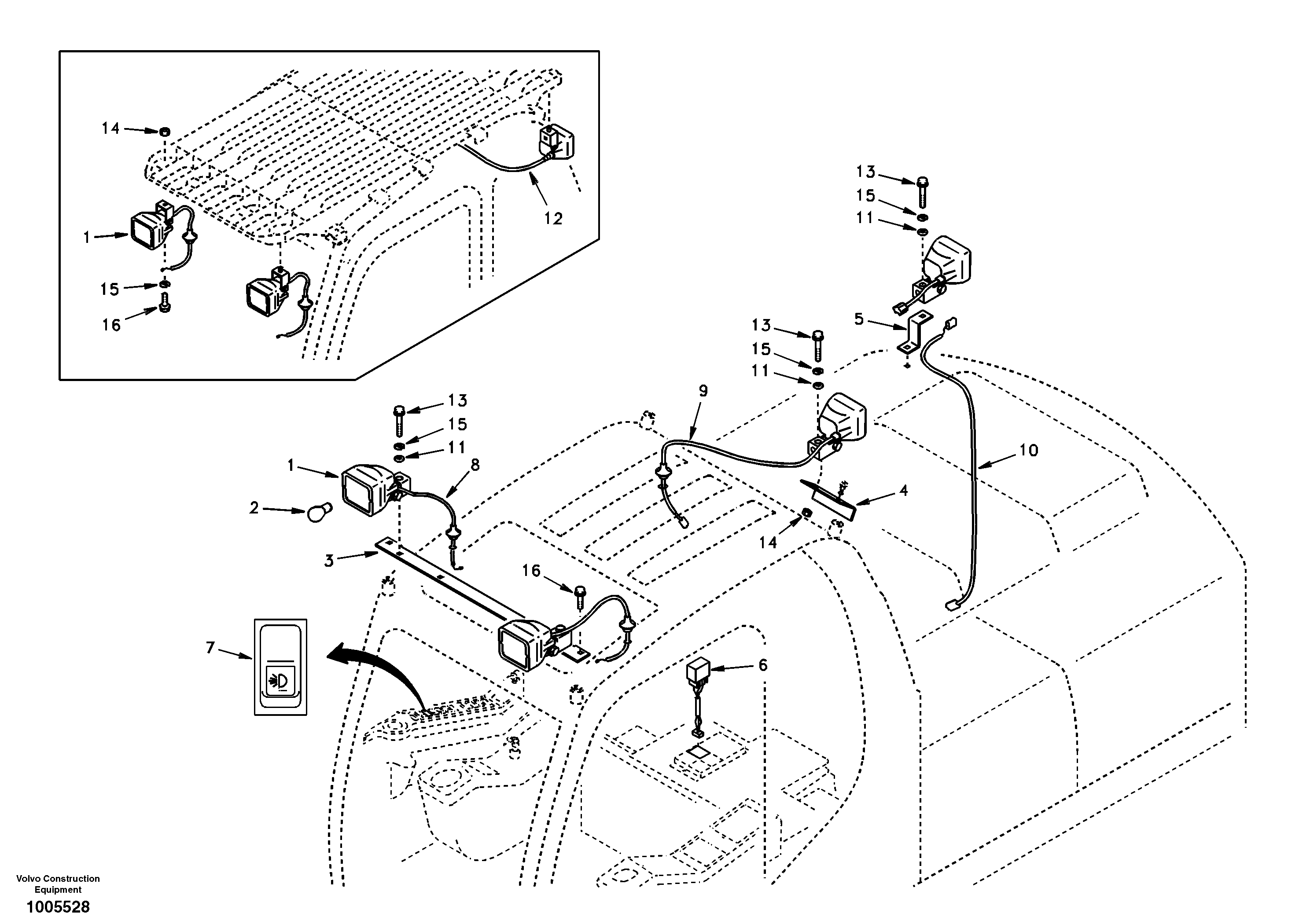 Work lights, extra — volvo parts diagram