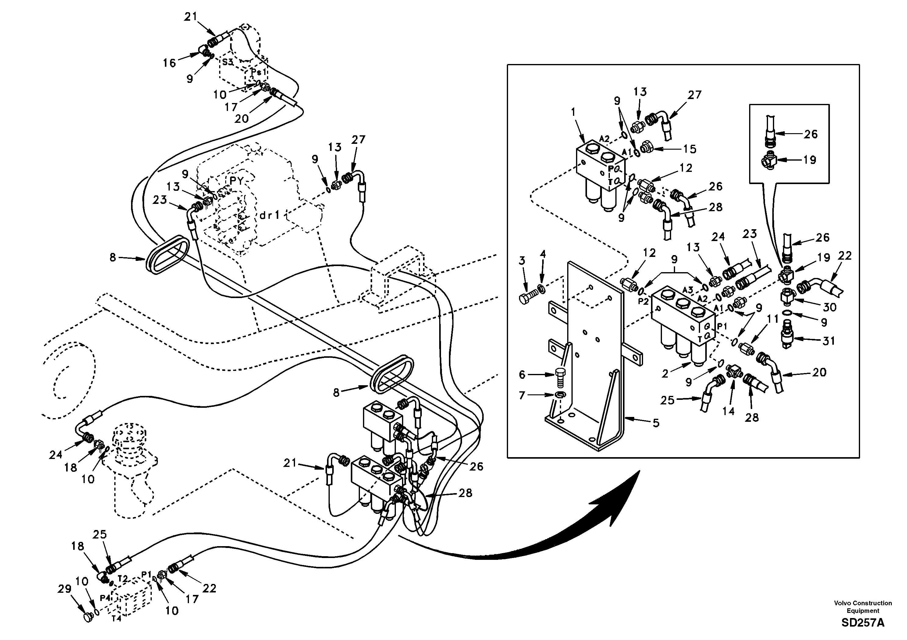 Servo system, control valve to solenoid valve — volvo parts diagram