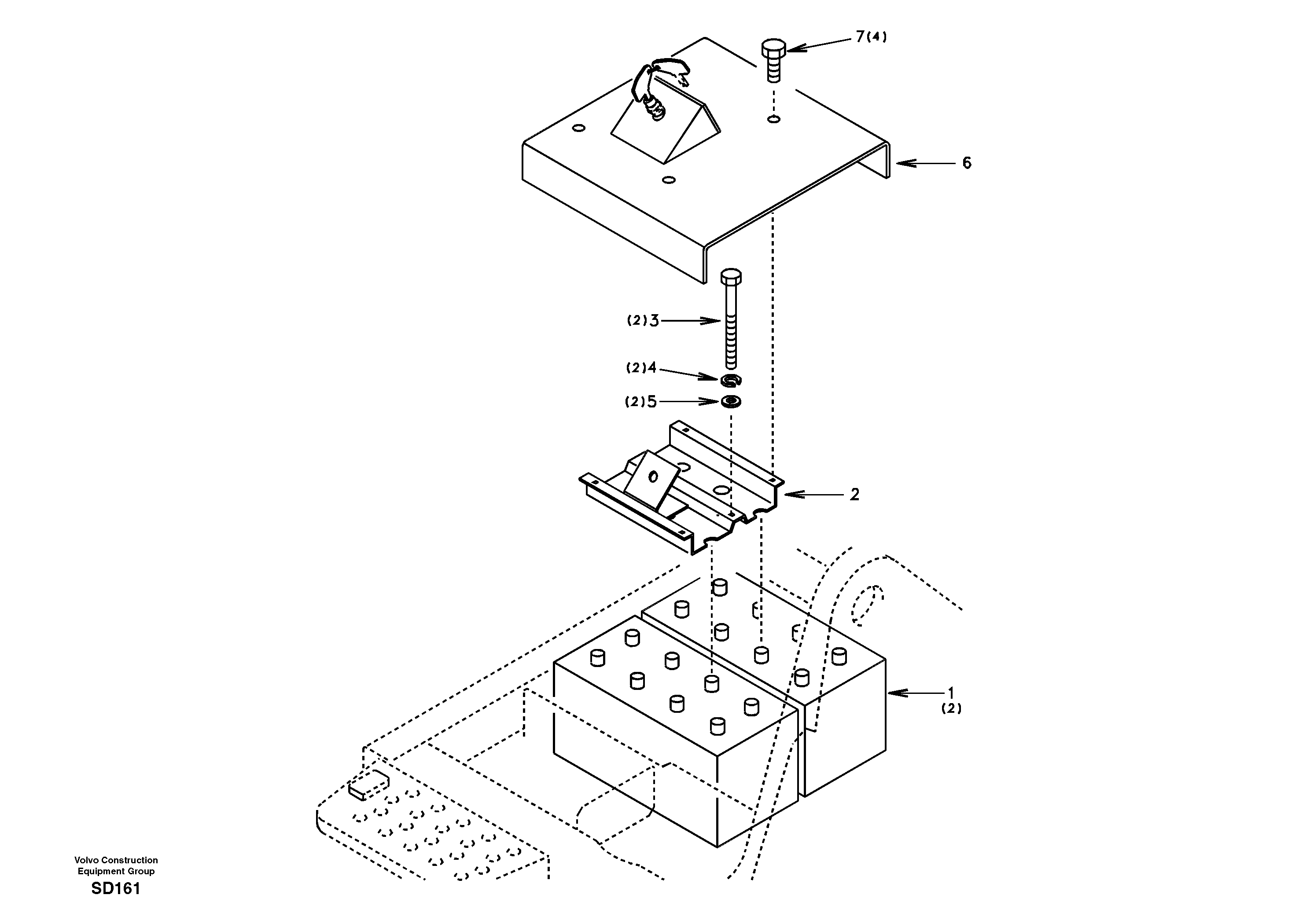 Battery with assembling details — volvo parts diagram