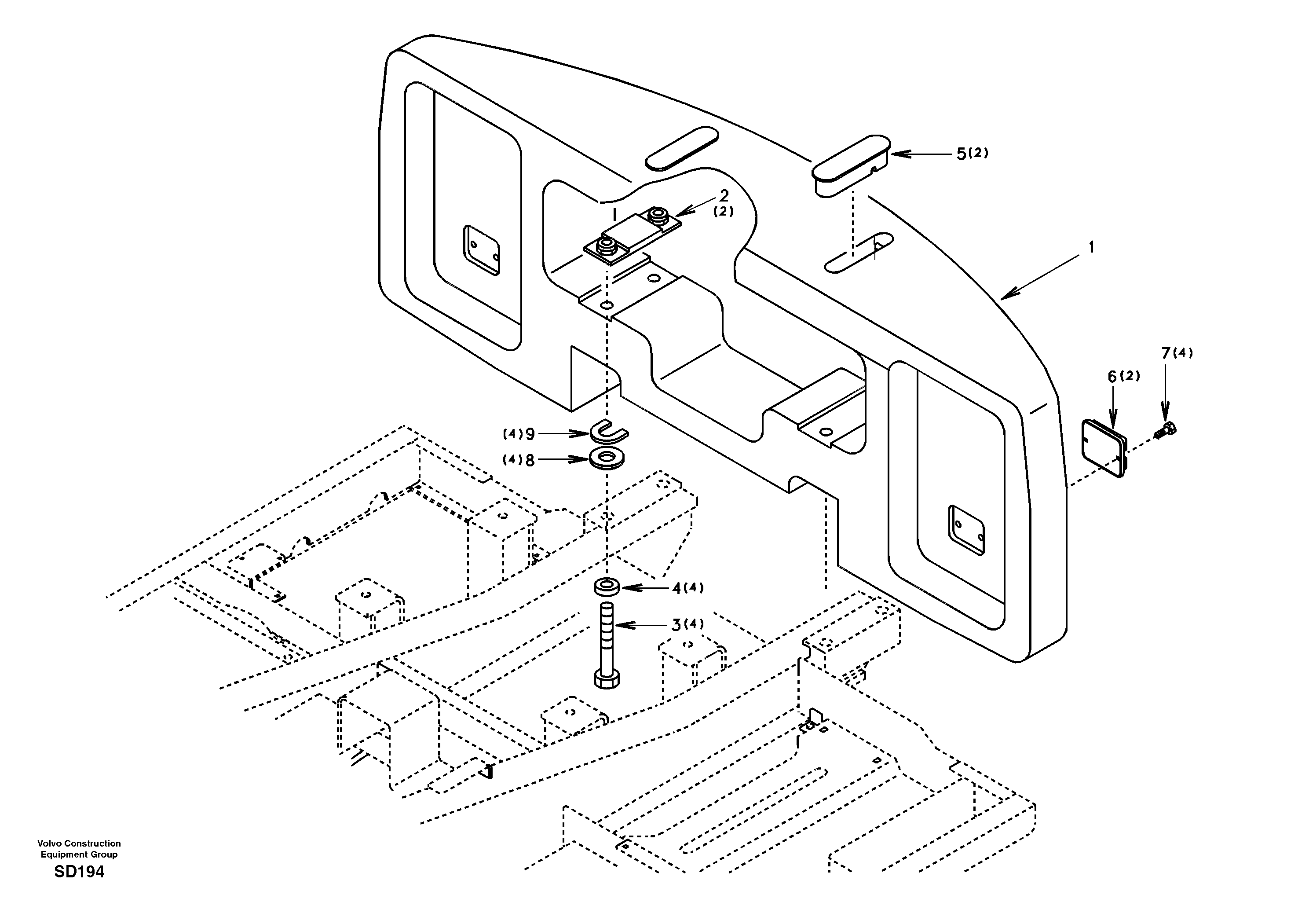 Counterweights  DG13A001 STD (EXCL EUROPE), DG13A003 LONG REACH ONLY — volvo parts diagram
