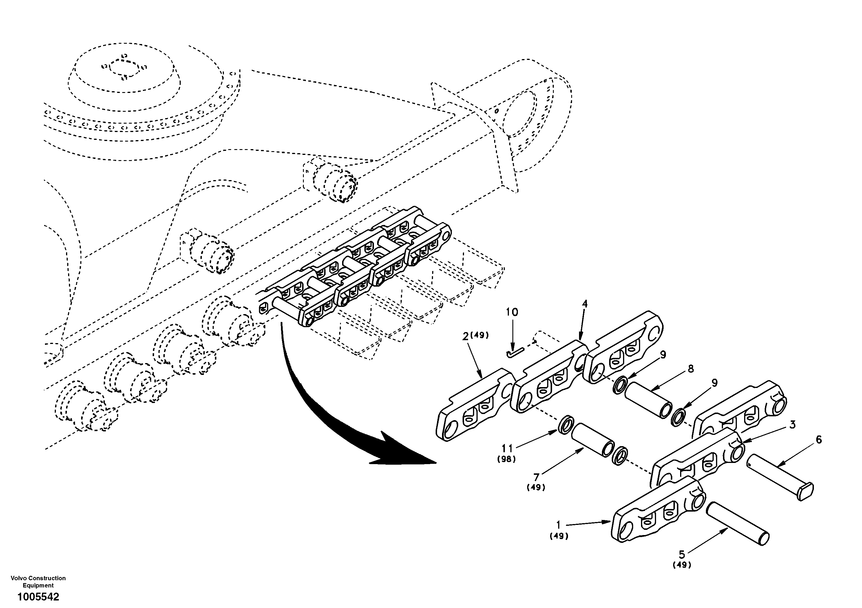Track chain  SER NO 3670- — volvo parts diagram
