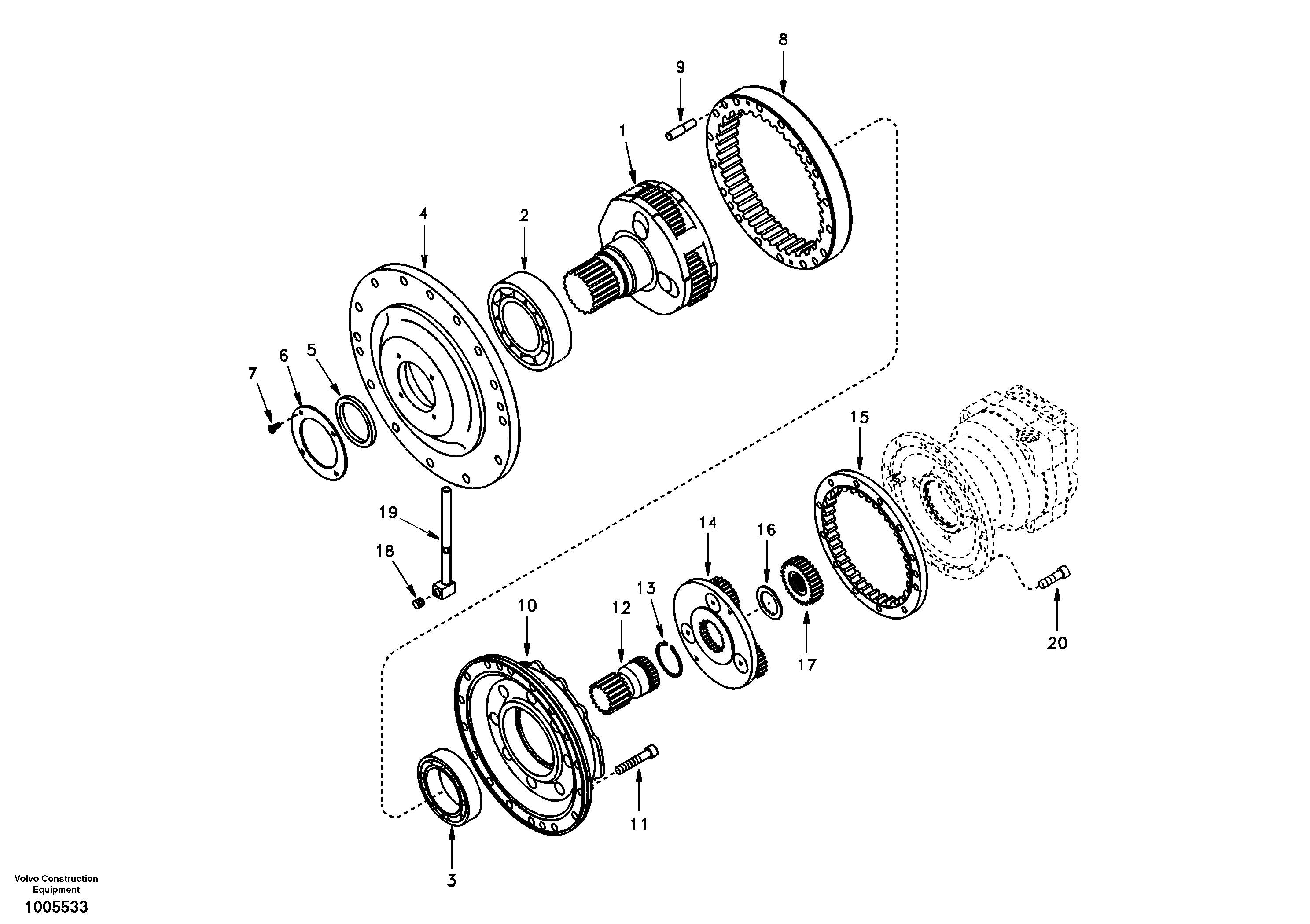 Swing gearbox — volvo parts diagram