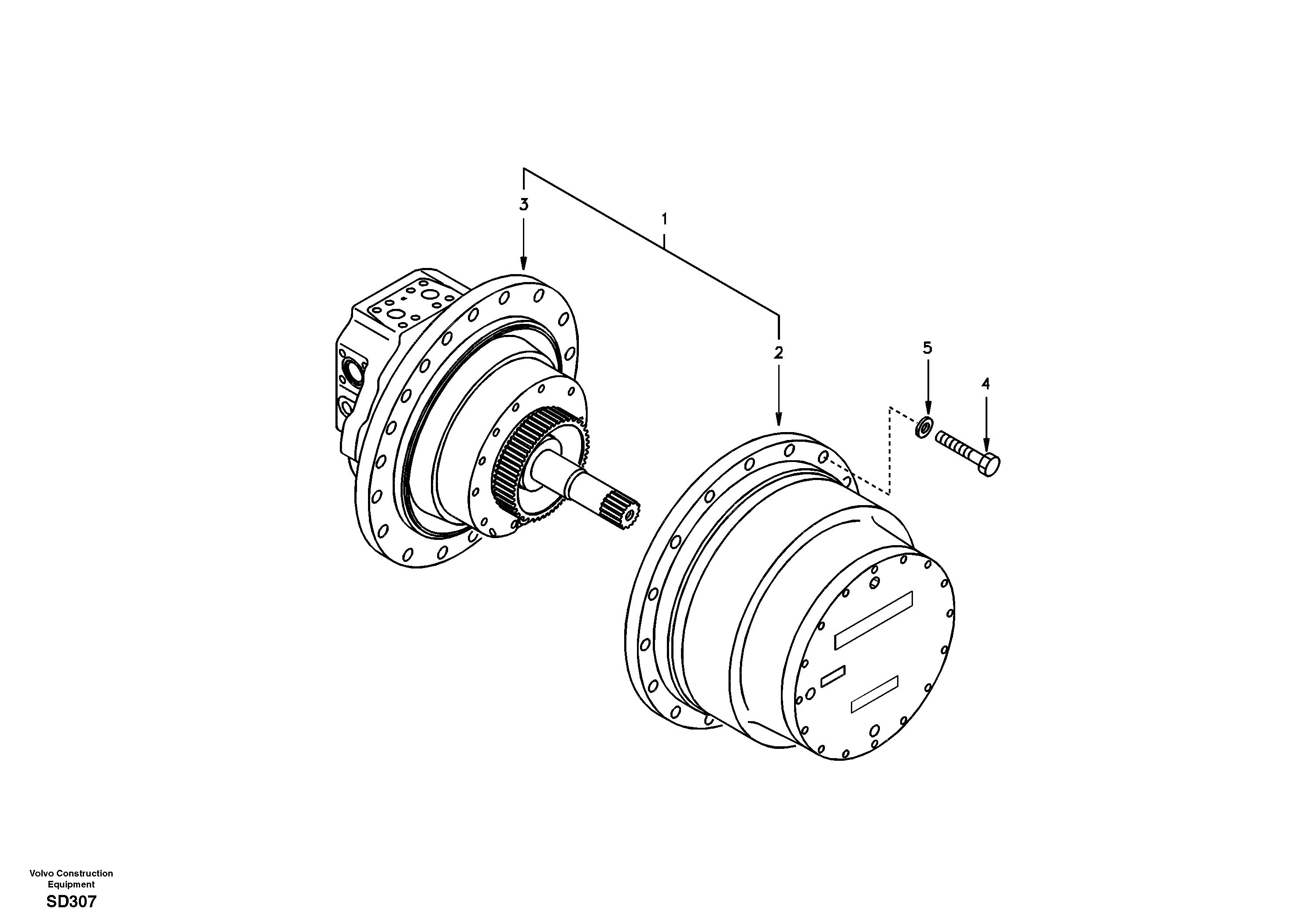 Travel motor with mounting parts — volvo parts diagram