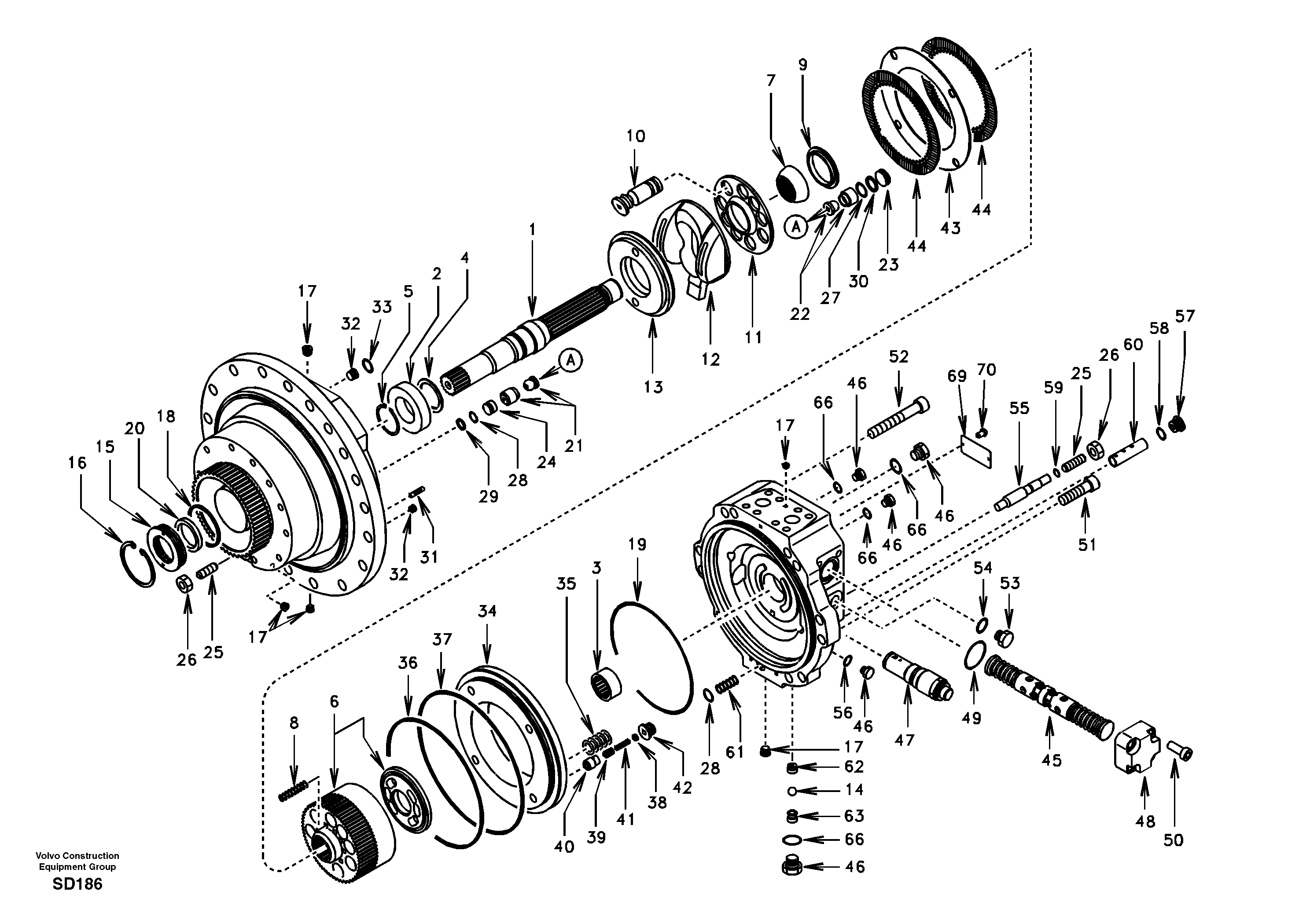 Travel motor  DG16F001 STD (EXCL EUROPE) — volvo parts diagram