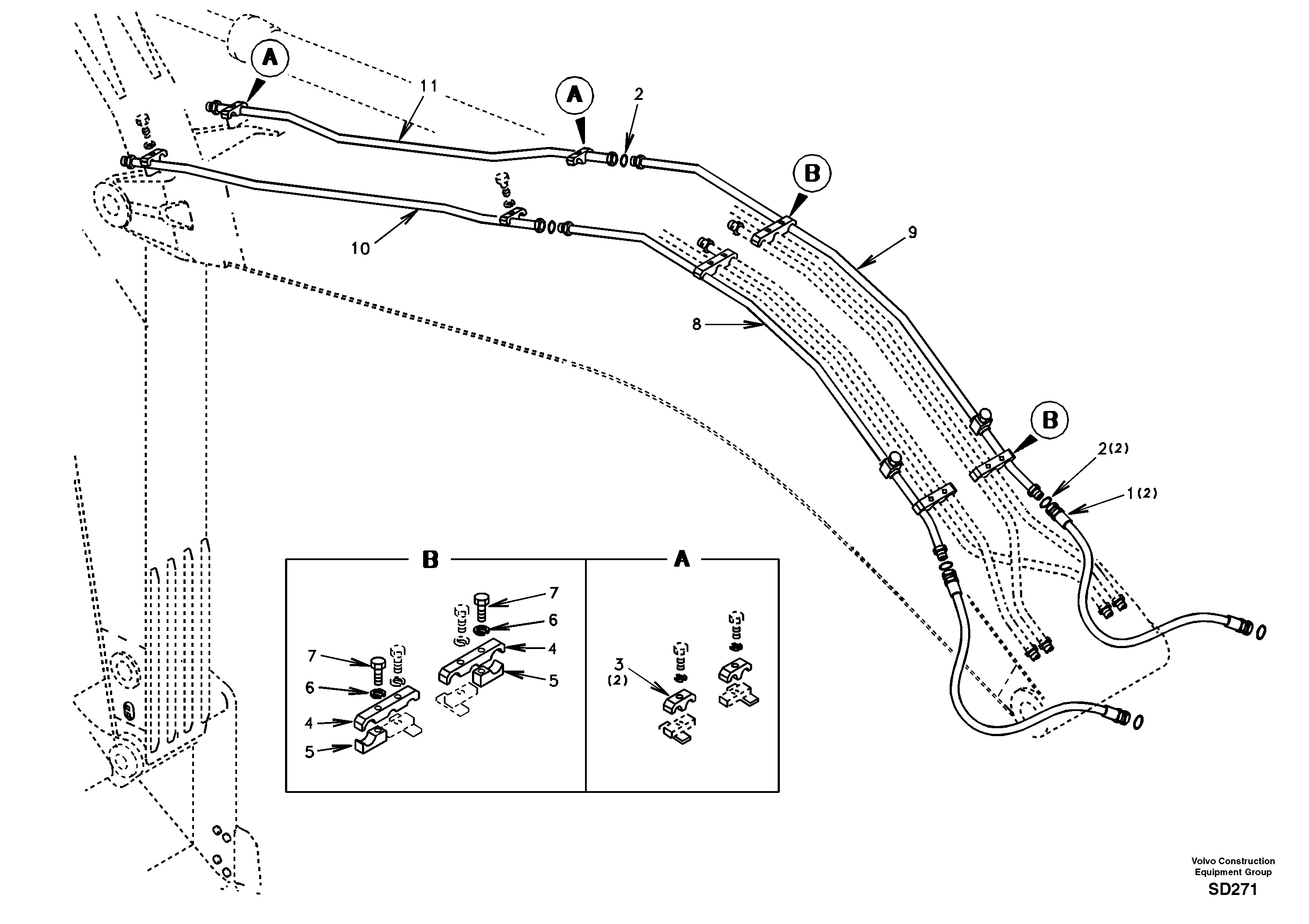 Working hydraulic, hammer and shear for boom  DG19D001 USA/EUROPE,STD — volvo parts diagram