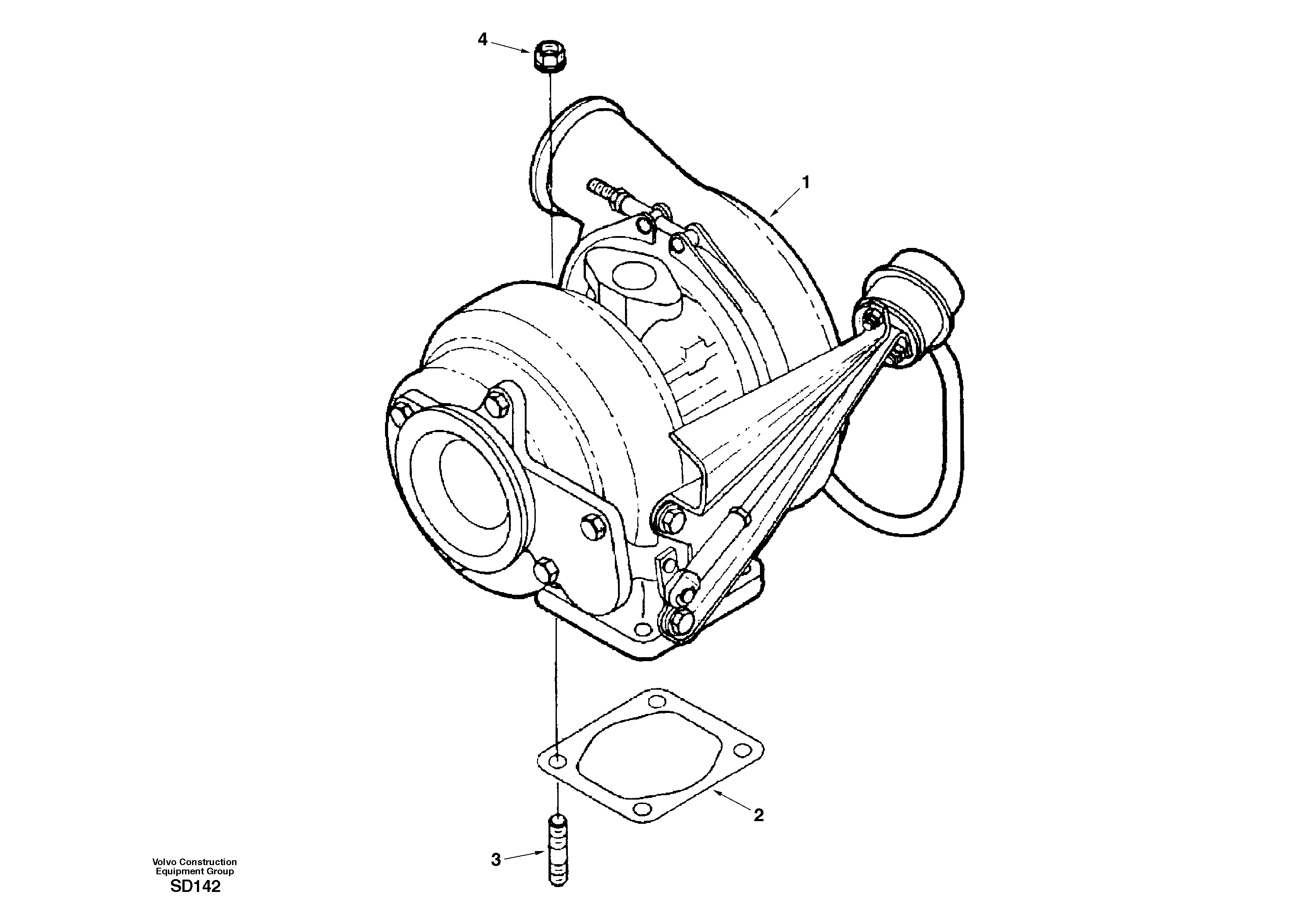 Turbocharger with fitting parts — volvo parts diagram