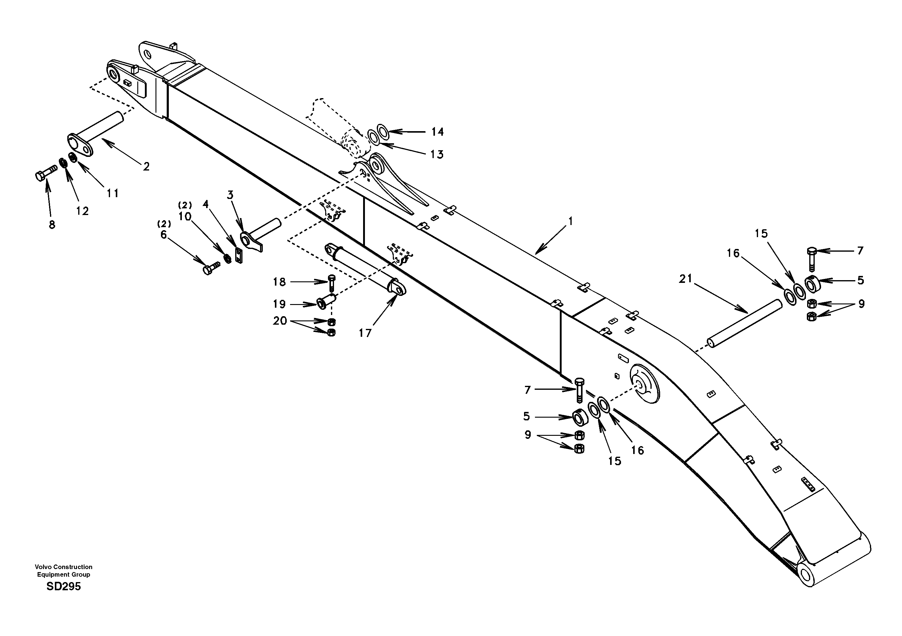 Links to boom, super long  STD FOR LONG REACH EQUIPMENT — volvo parts diagram