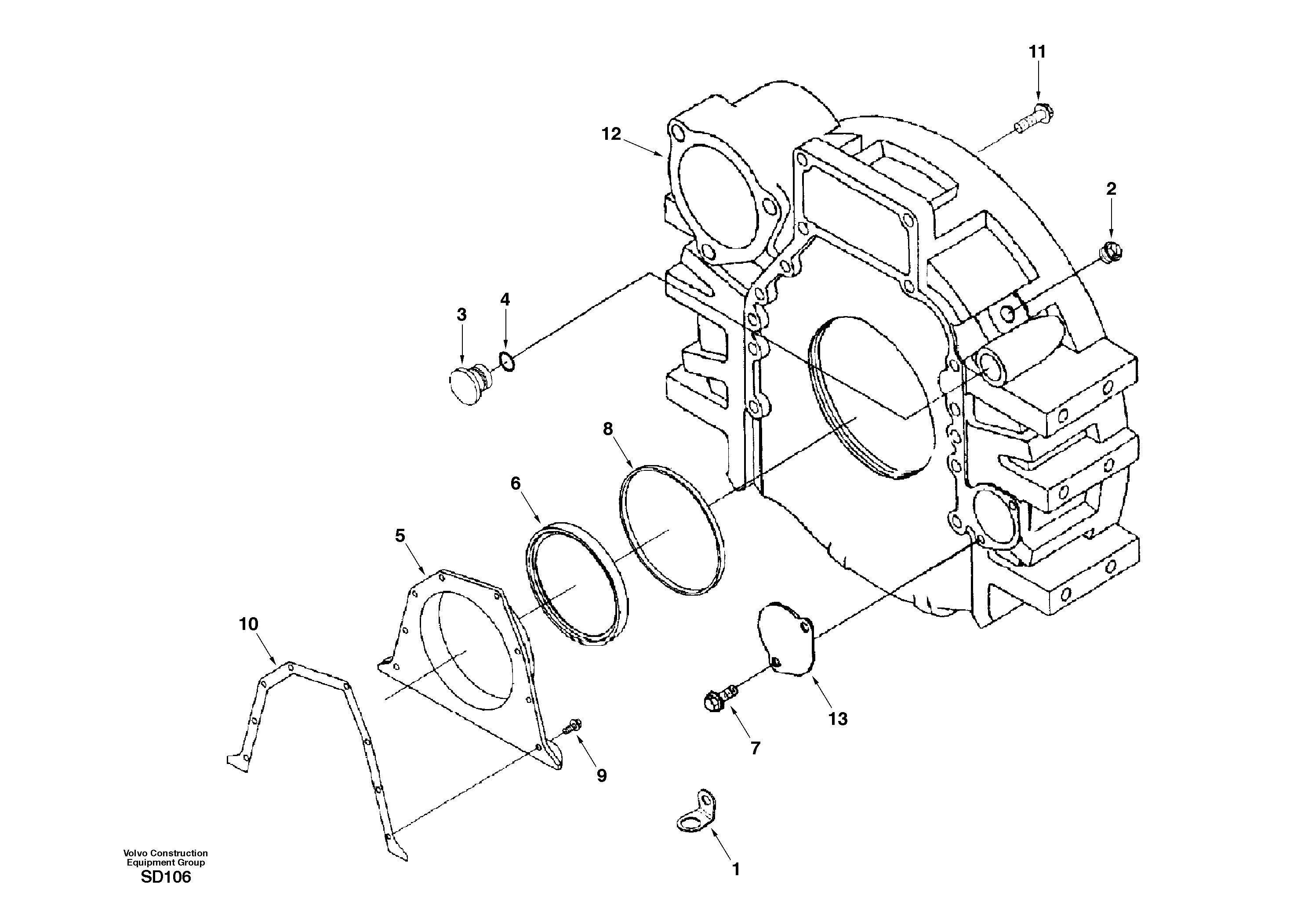 Flywheel housing — volvo parts diagram
