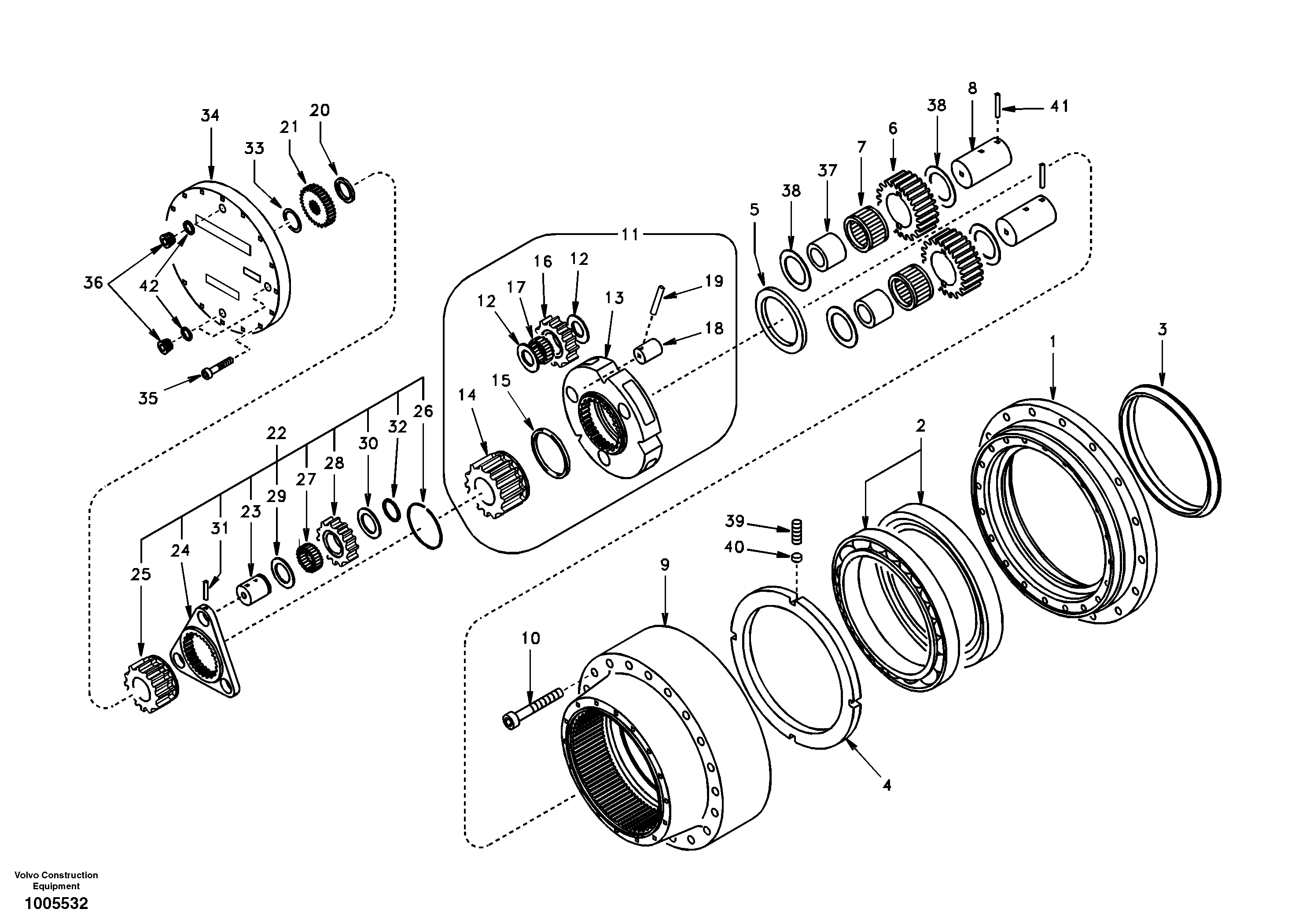 Travel gearbox — volvo parts diagram