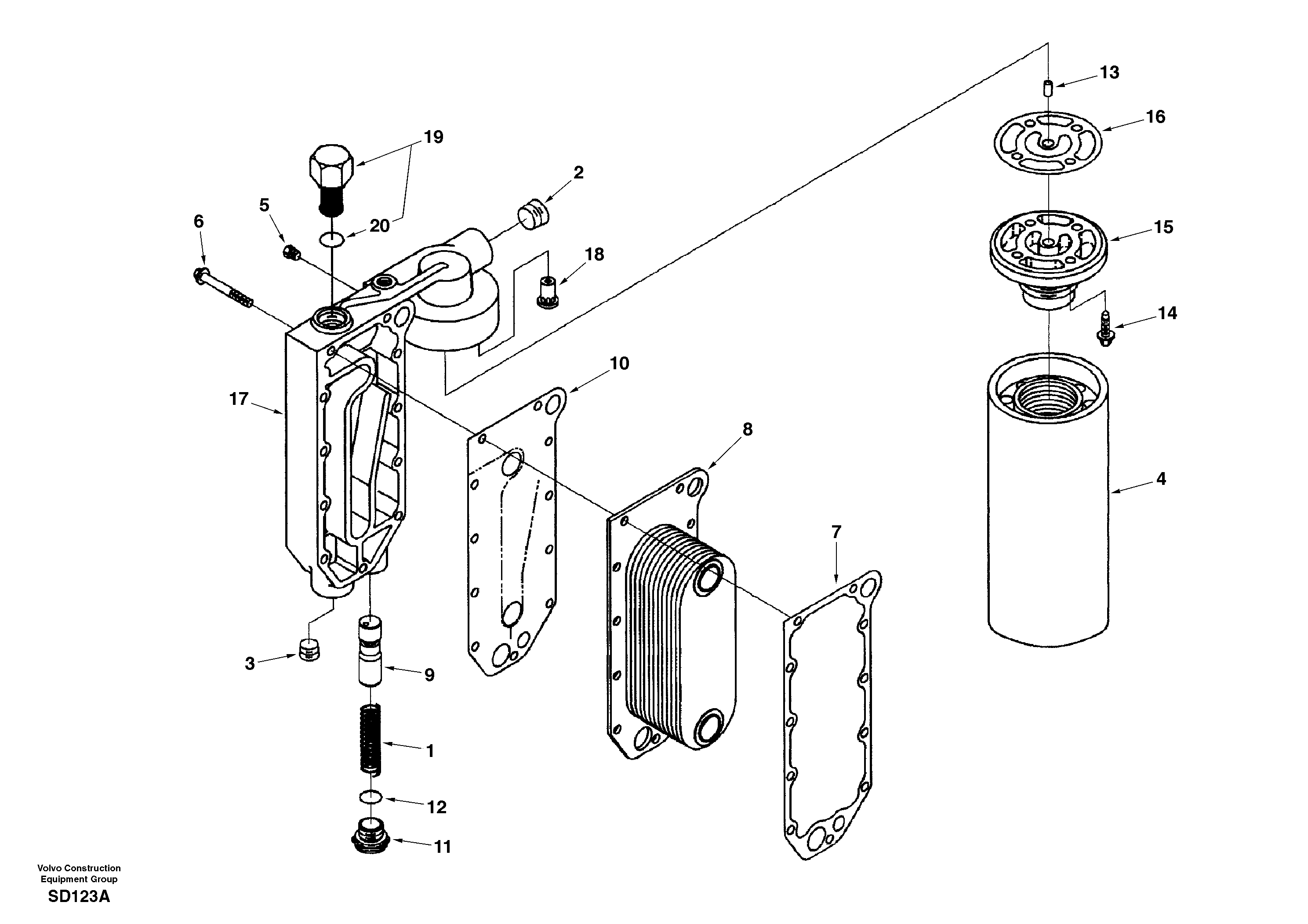 Oil cooler — volvo parts diagram