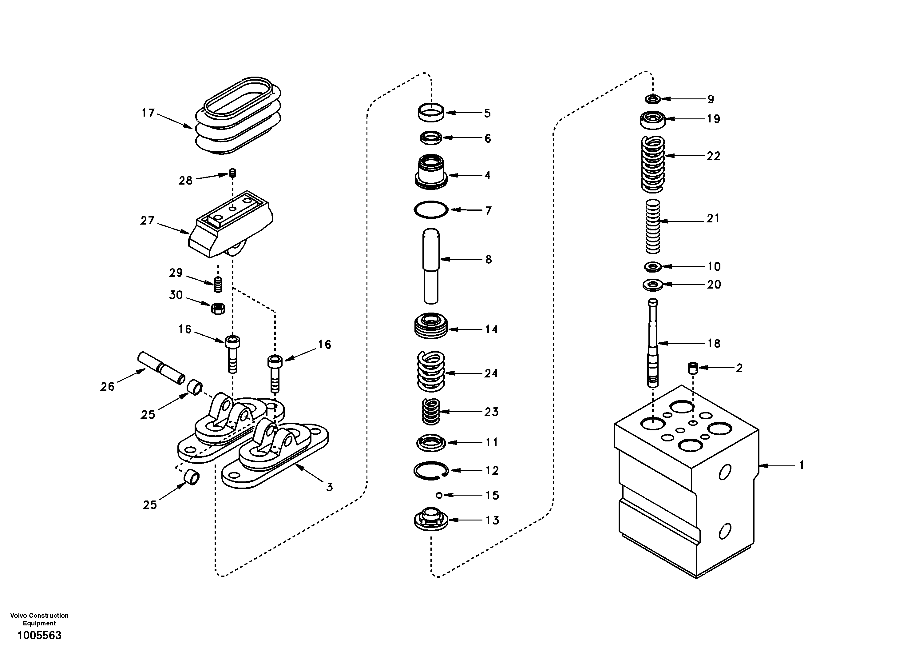 Remote control valve pedal, travel motor — volvo parts diagram