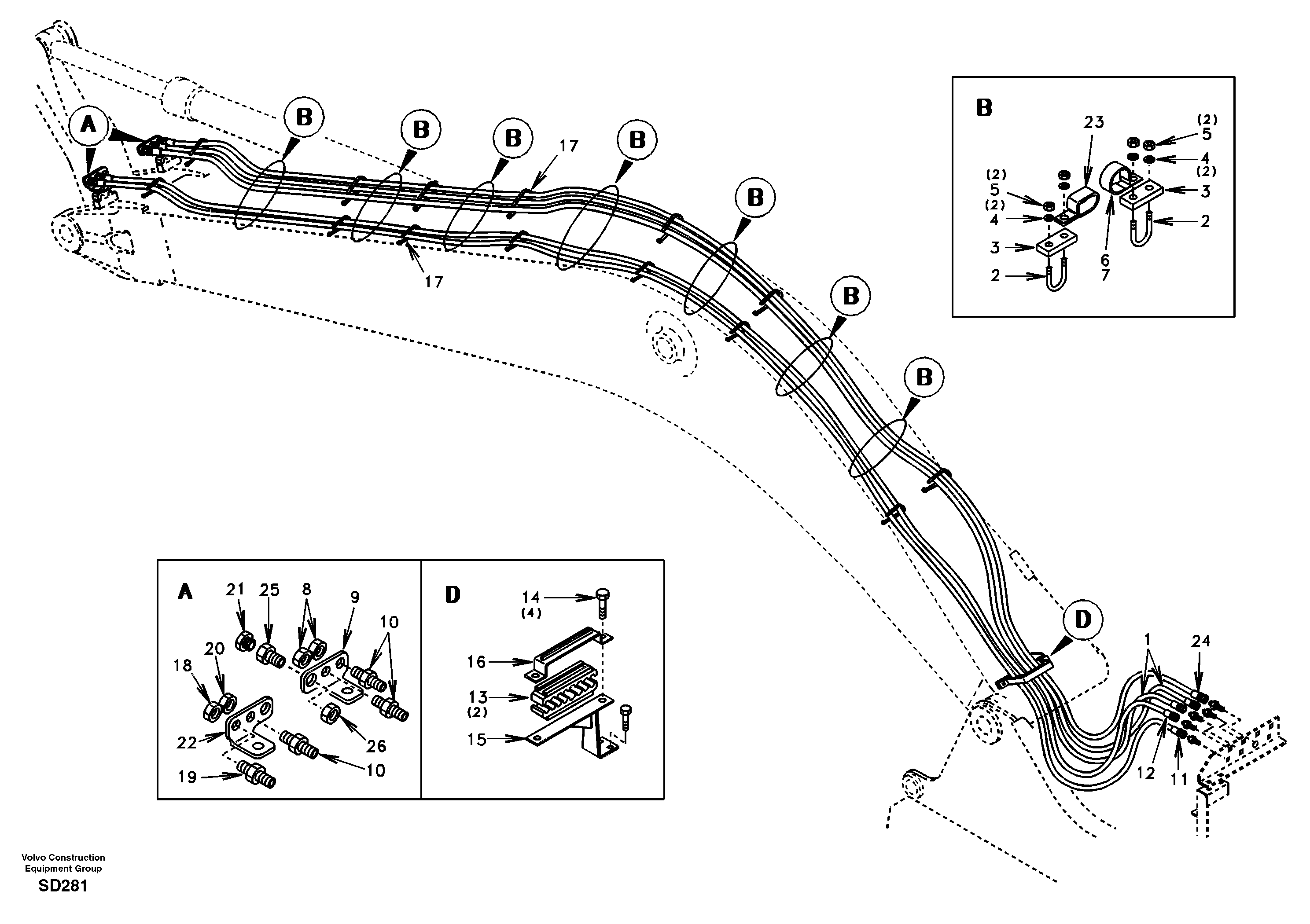 Quickfit and rotator hydraulic boom  DG20C001 USA/EUROPE,STD   DG99A001 EUROPE,STD — volvo parts diagram