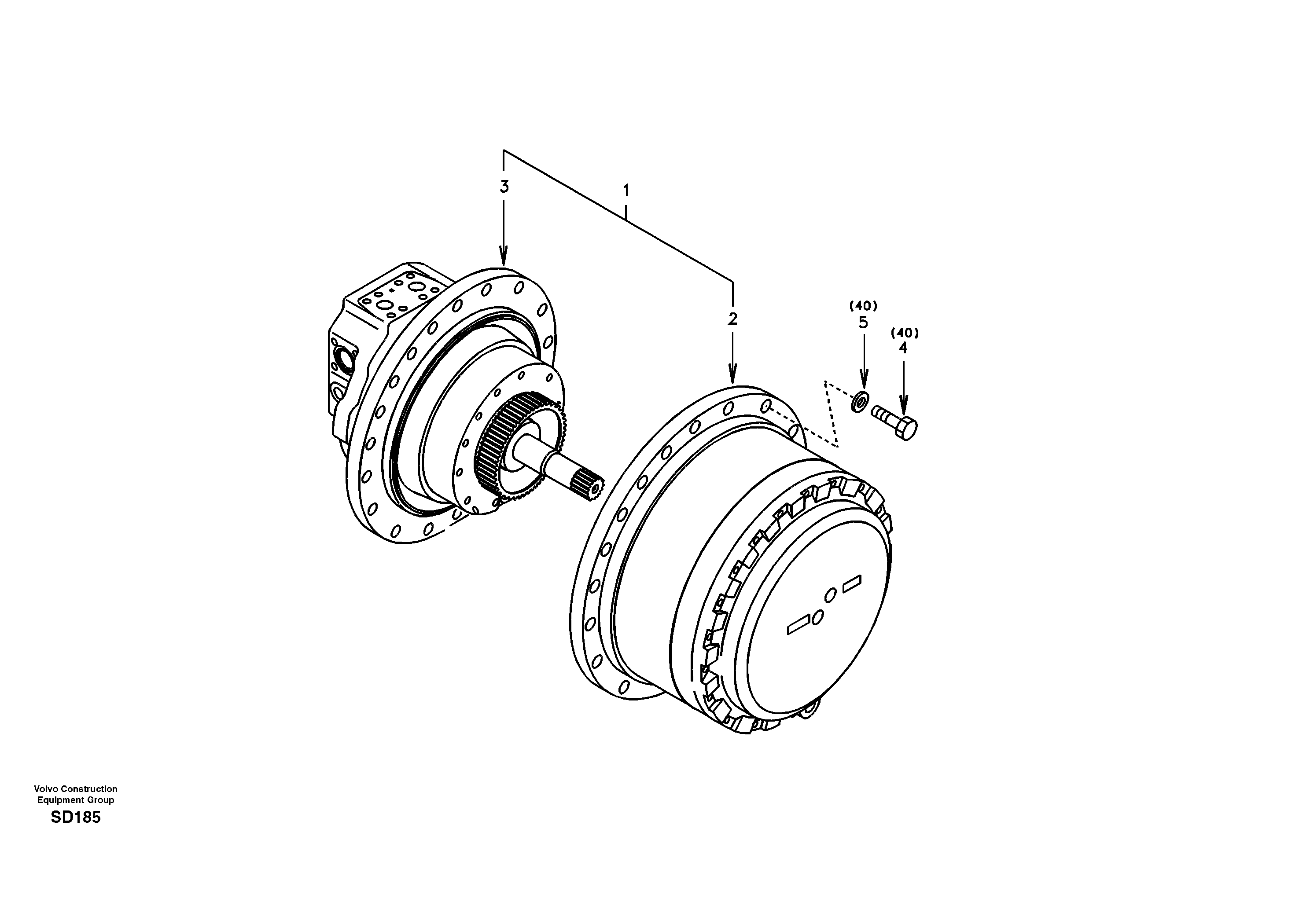 Travel motor with mounting parts  DG16F001 STD (EXCL EUROPE) — volvo parts diagram