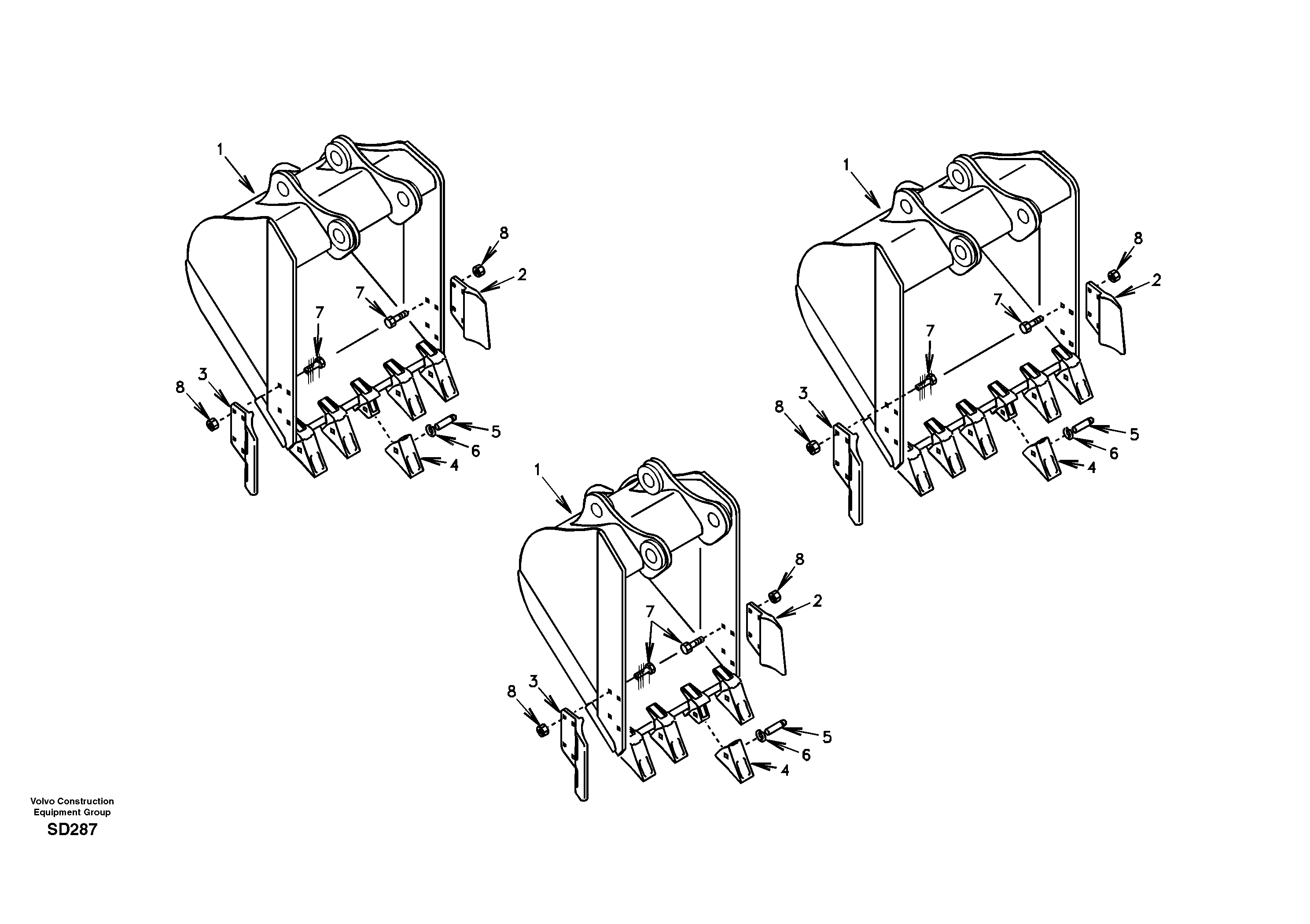 Bucket  DG52A017 S.AMERICA/AUSTRALIA/KOREA,STD — volvo parts diagram