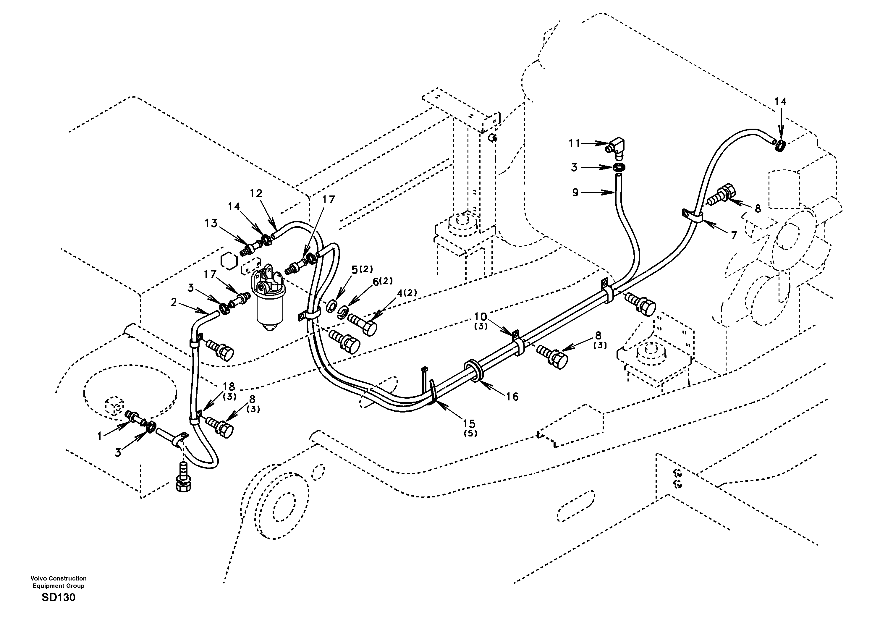 Fuel pipe - Fuel tank — volvo parts diagram