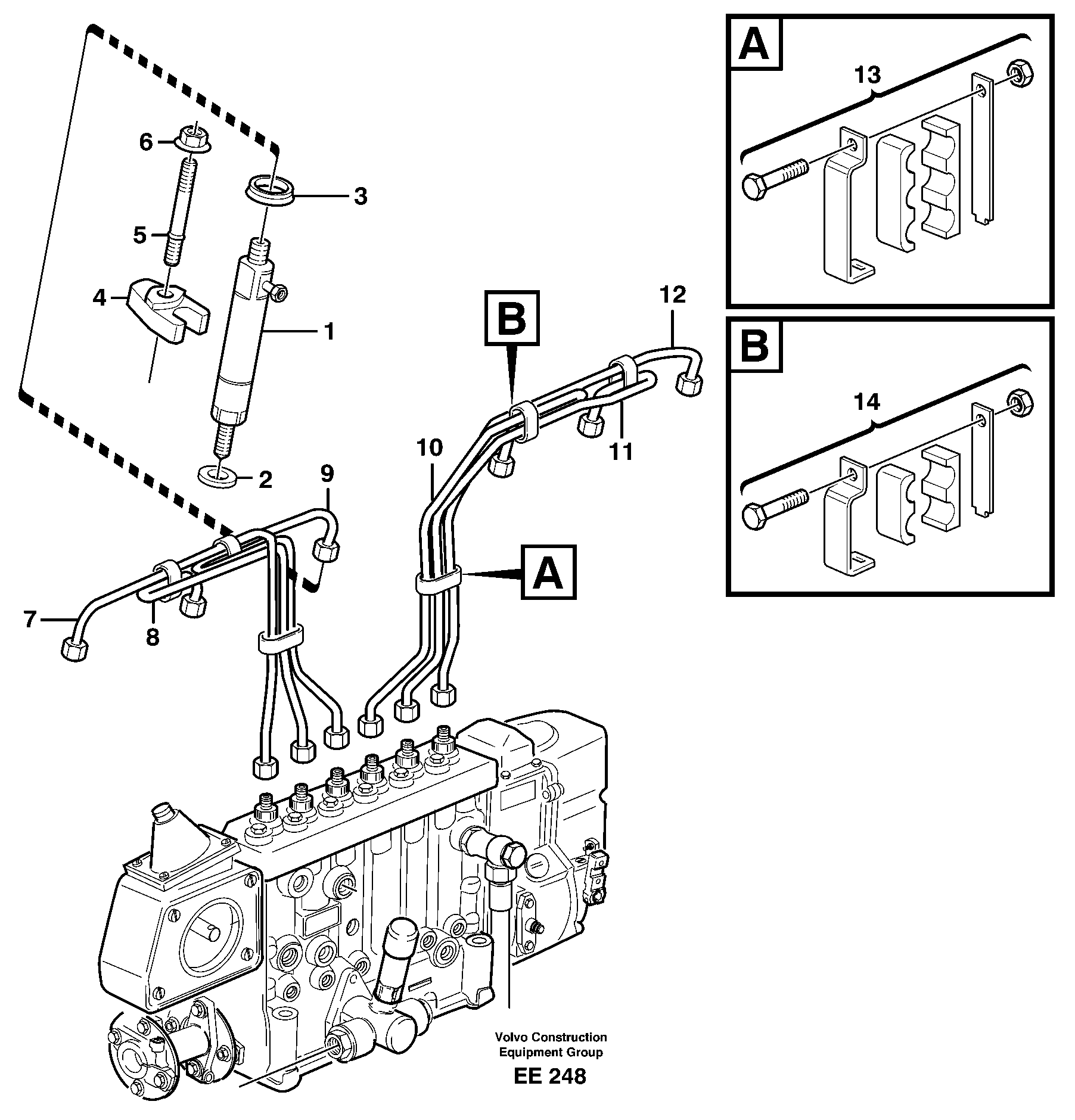 Fuel lines, injectors — volvo parts diagram