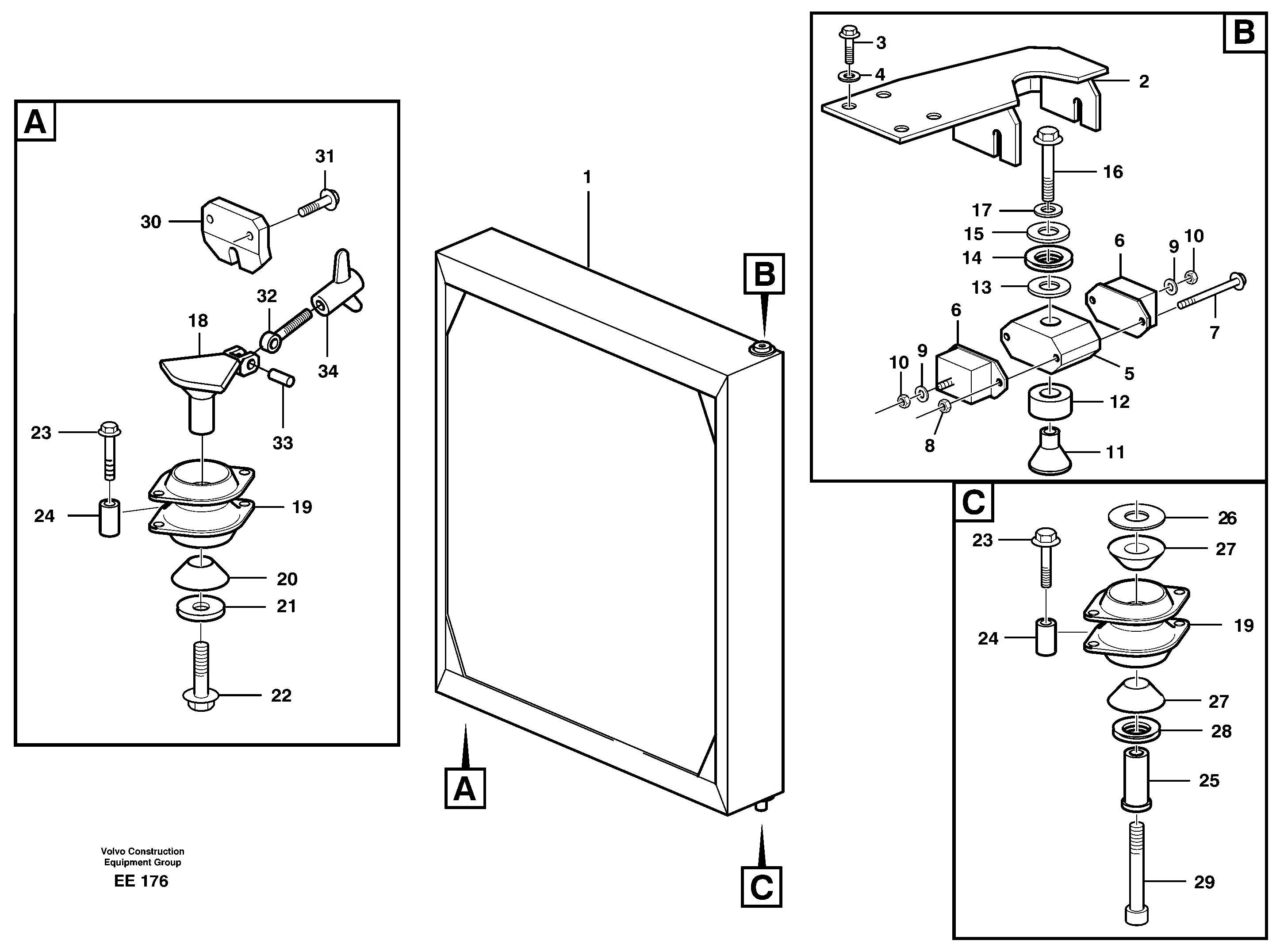 Radiator with fitting parts — volvo parts diagram