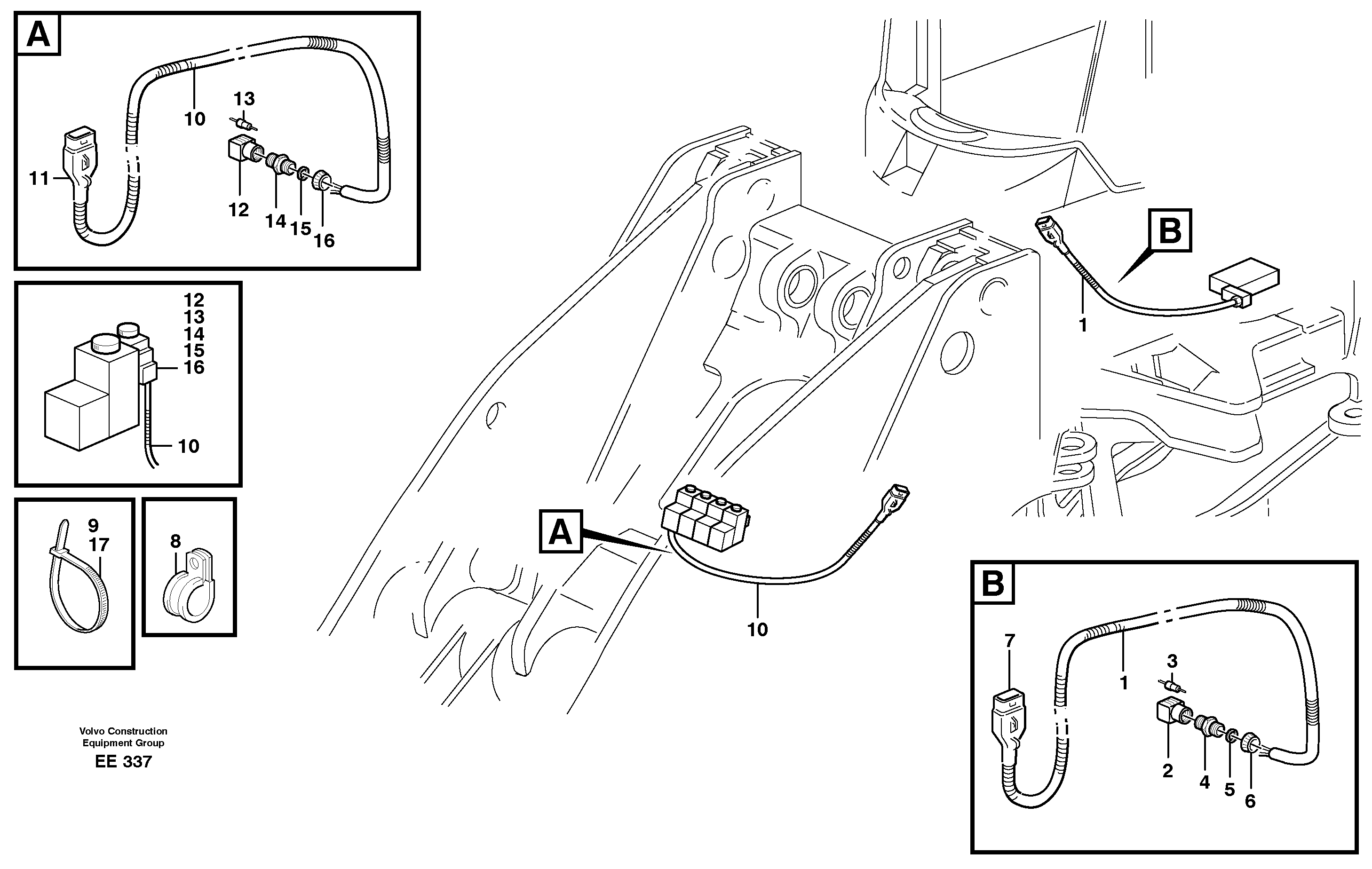 Cable harness, attachmentbracket.  80286, 80289 — volvo parts diagram